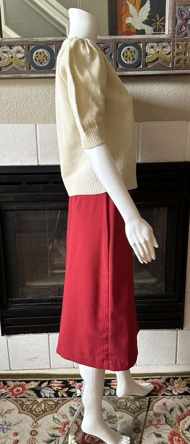 Vintage You Babes Red Skirt W/ Front Slit Juniors Size 9 Waist 26” Hips 36”
