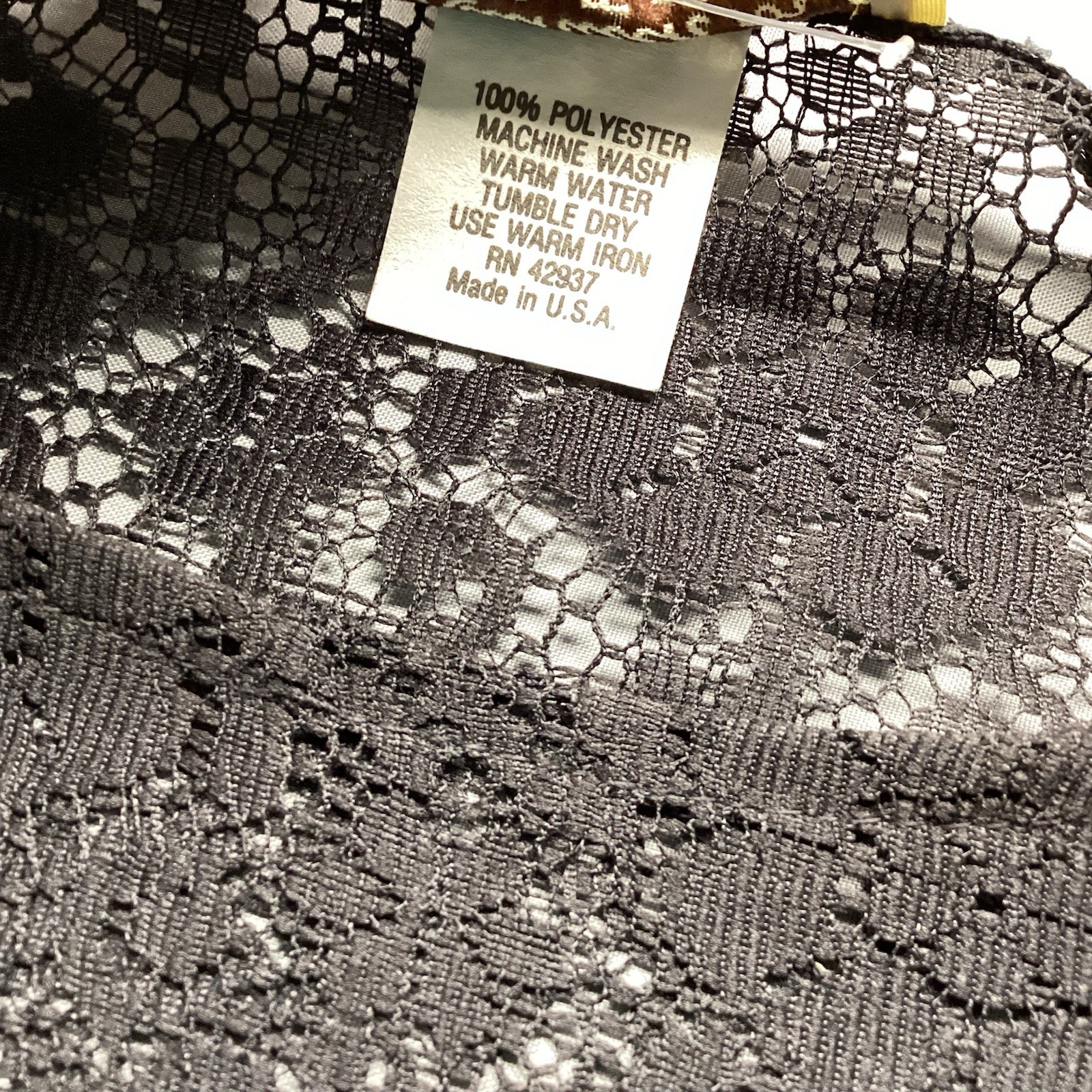 Vintage Kathleen For Sweet Herb Sheer Black Lace Tunic One Size Made in USA