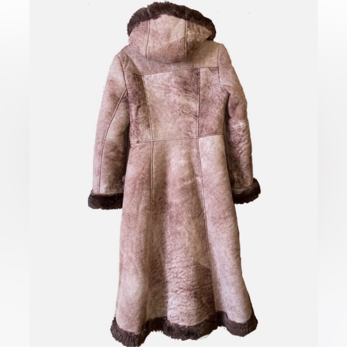 Vintage NorthSide Fashions Brown Sheepskin Shearling Coat Size 14