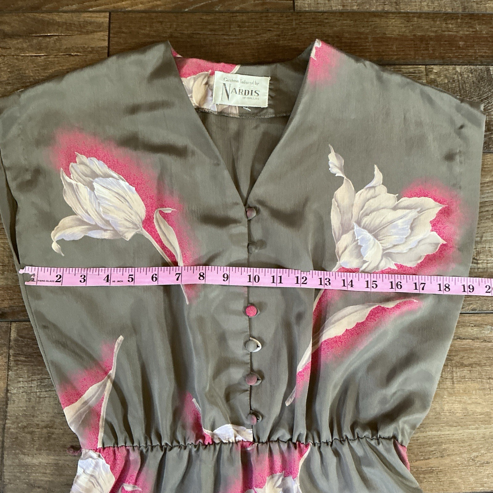 VTG Nardis of Dallas Custom Tailored Floral Tulip Midi Dress Womens Sz M/L #16F2