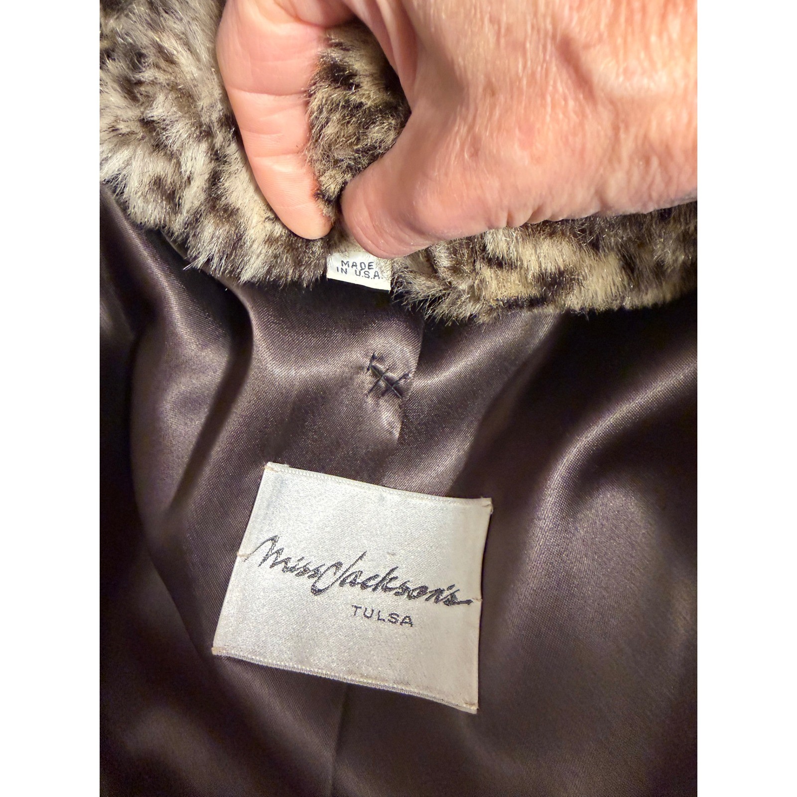 Miss Jackson’s Vintage Leopard Faux Fur Maxi Coat Animal Print Shawl Collar L