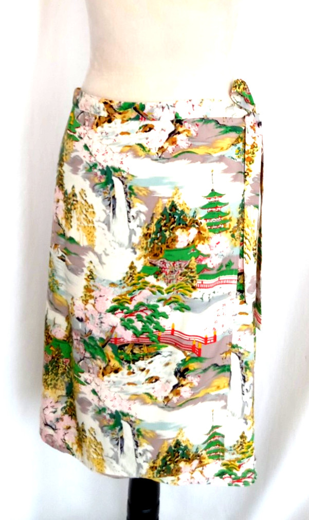 Vtg 80s Lucky Beach Hula Wear Paradise Found Hawaiian Wrap Skirt Sz M Hong Kong