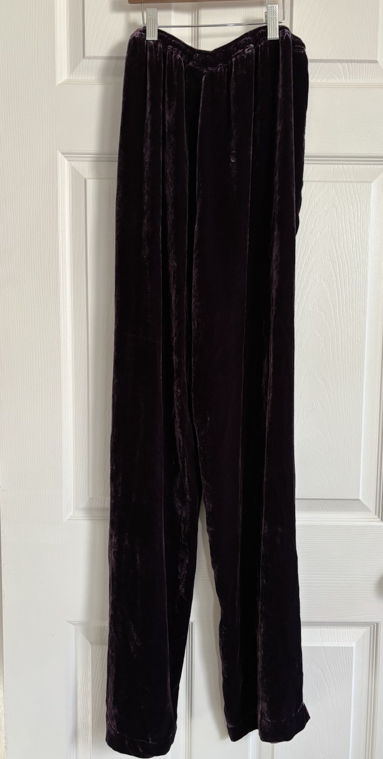 Arleen Bowman Chin Chin Women’s Large Purple Silk Velvet Lounge Set Vintage 90’s