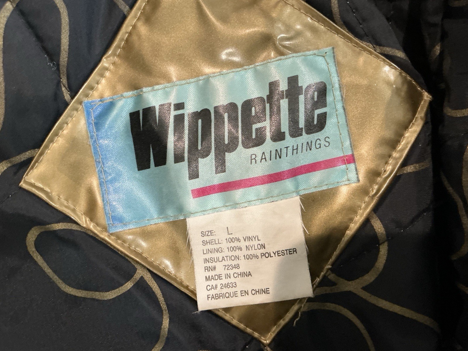 Vintage 1970S Wippette Gold Metallic Hooded Vinyl Raincoat Jacket L USA
