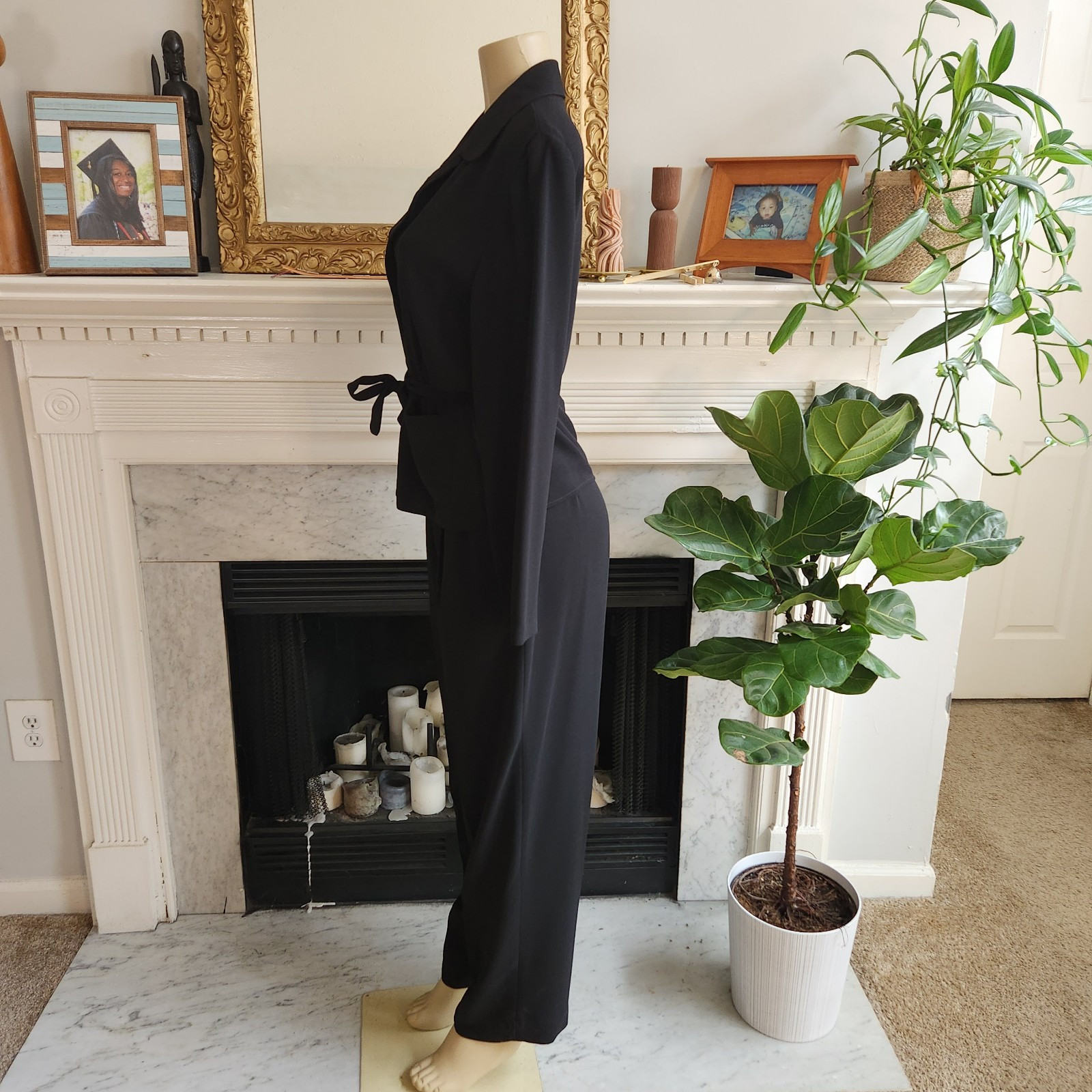 Mevisto Vintage 80s Black Pant Suit Retro Minimalist Size 10