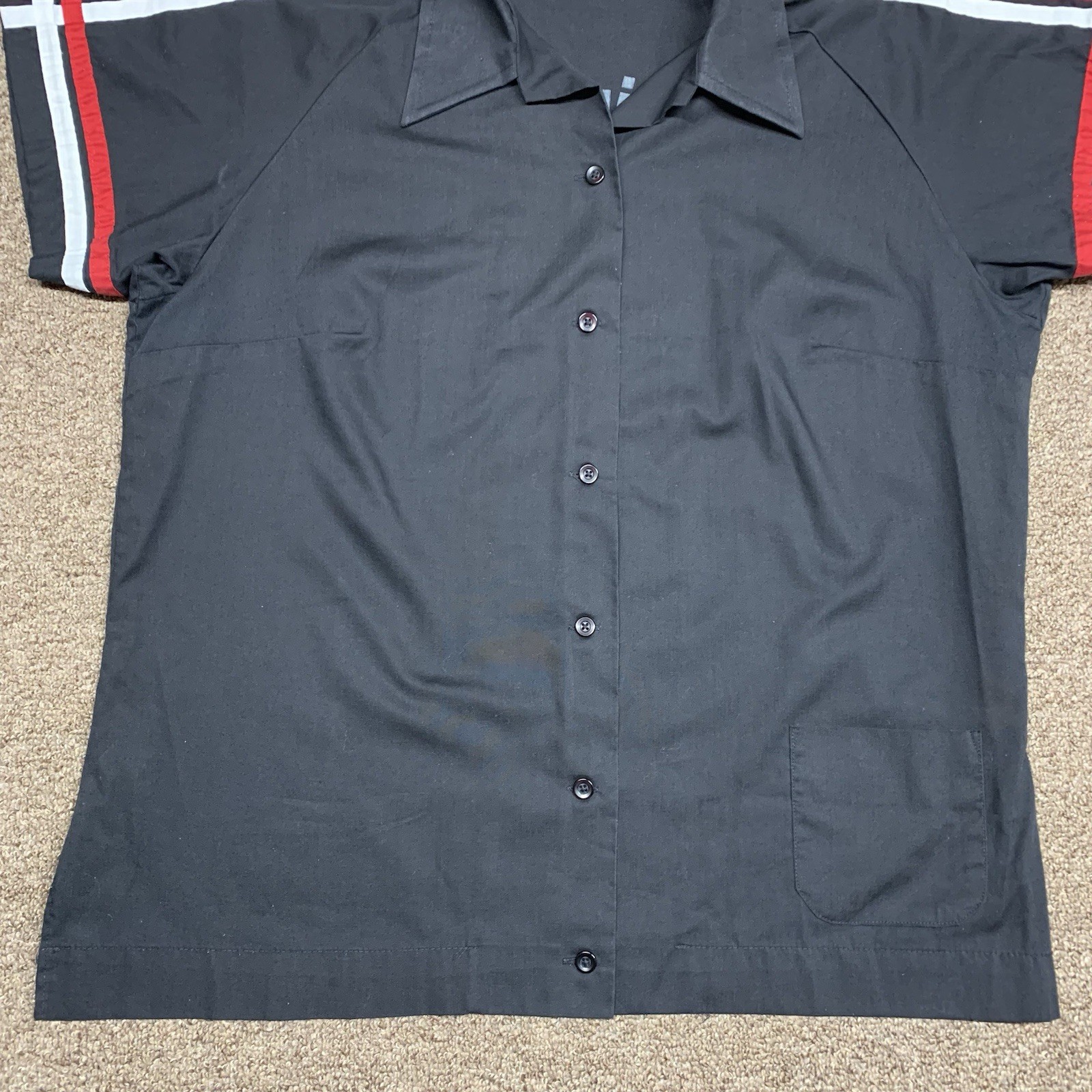 Vintage 1970s Black King Louie Bowling Shirt Size 46 Flying A Petroleum USA Made