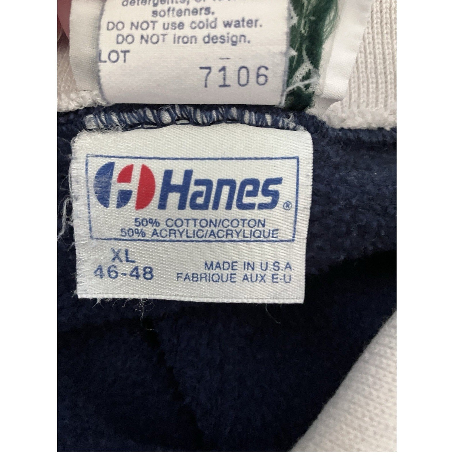 Vintage Blue Floral Barclay Square Hanes Sweatshirt With Collar Twee Size XL
