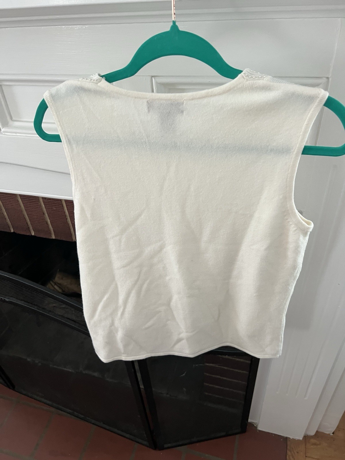 Vintage Designers Originals Luxelon Sleeveless Mini Pearled Collar Top Medium