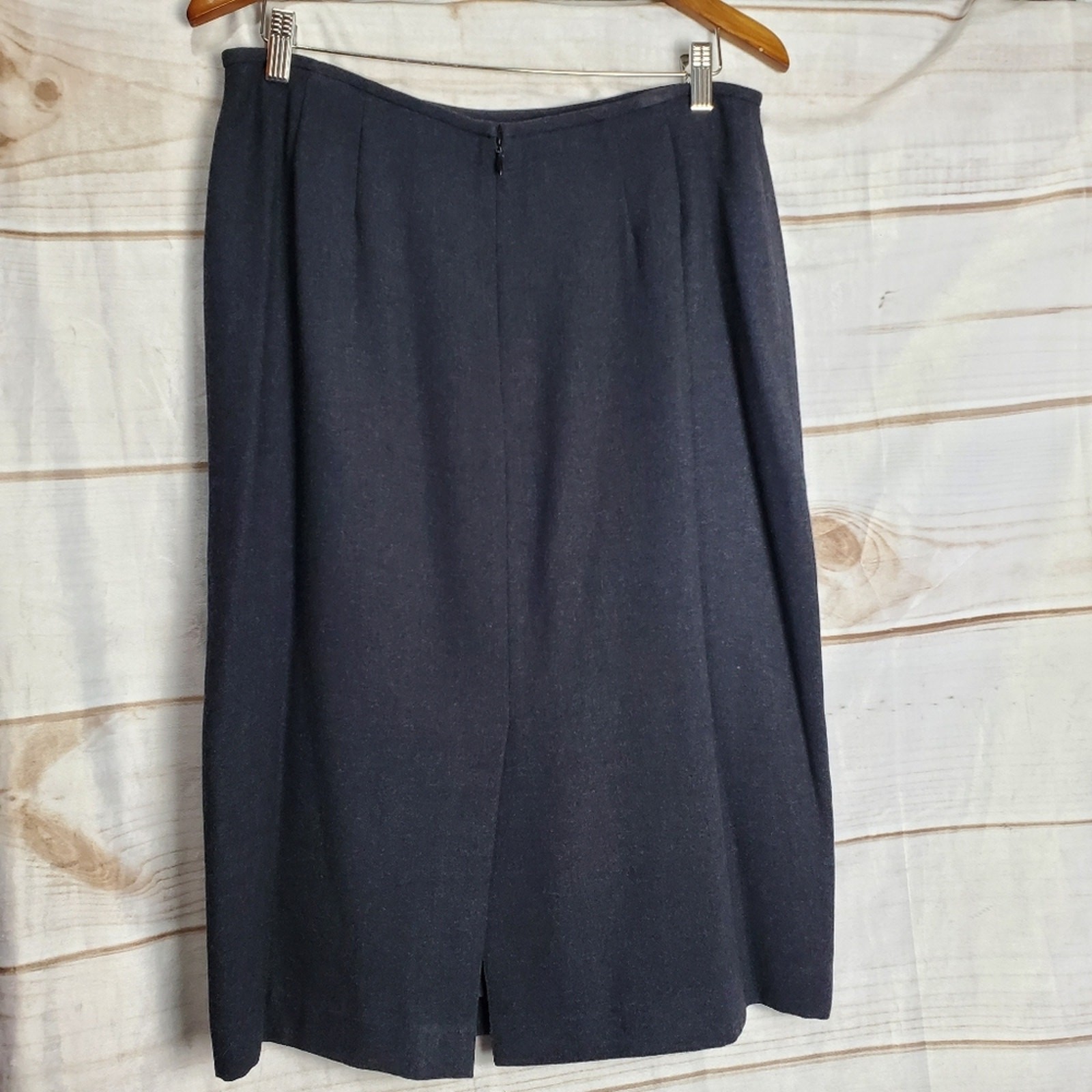 Vintage Pencil Skirt Size 14 Black Midi 90s Kasper ASL Business Career Preppy