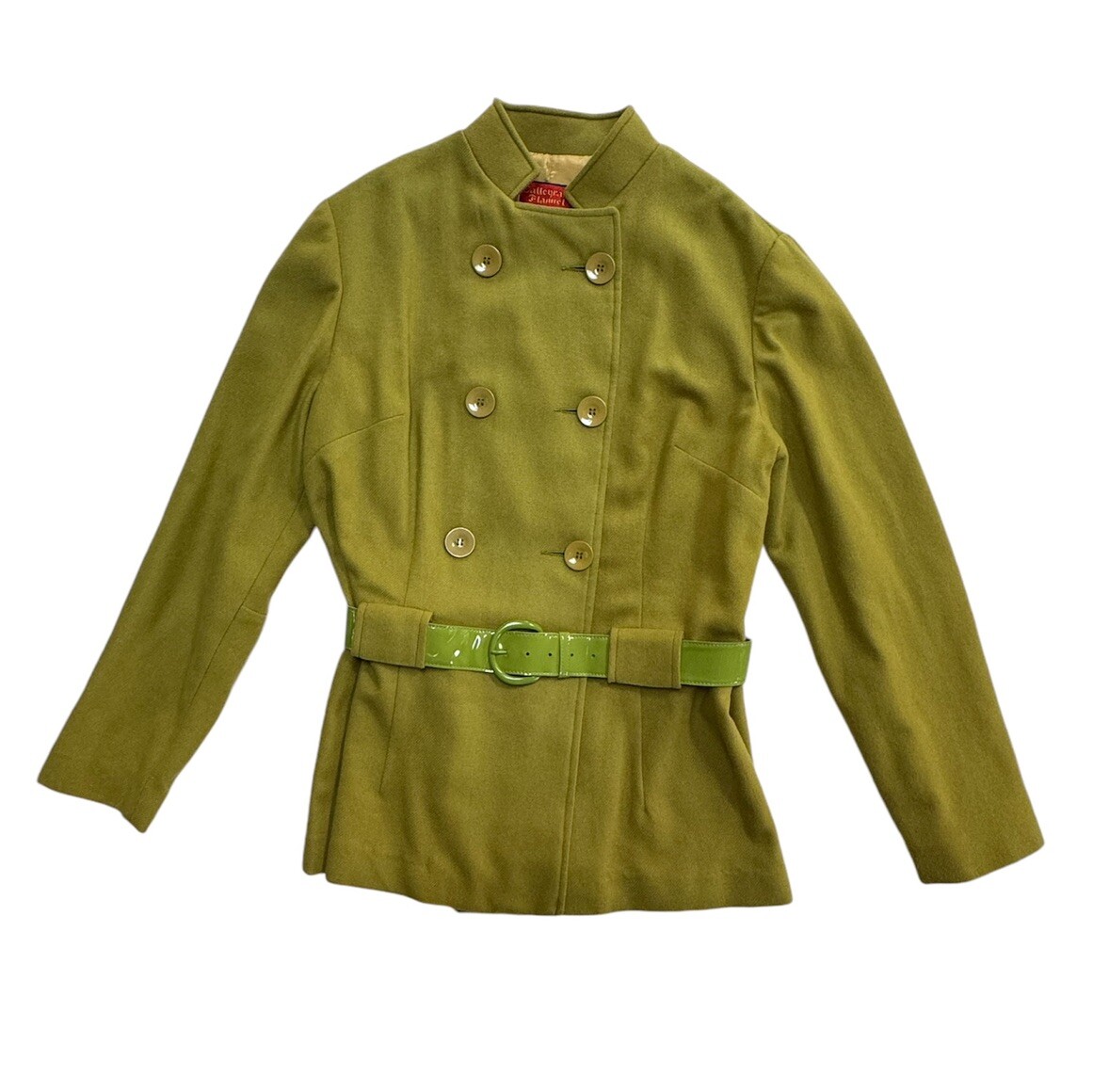 Vintage Jack Winter 50s 60s Wool Belted Jacket Green Moss Size 12 Mod Style Coat