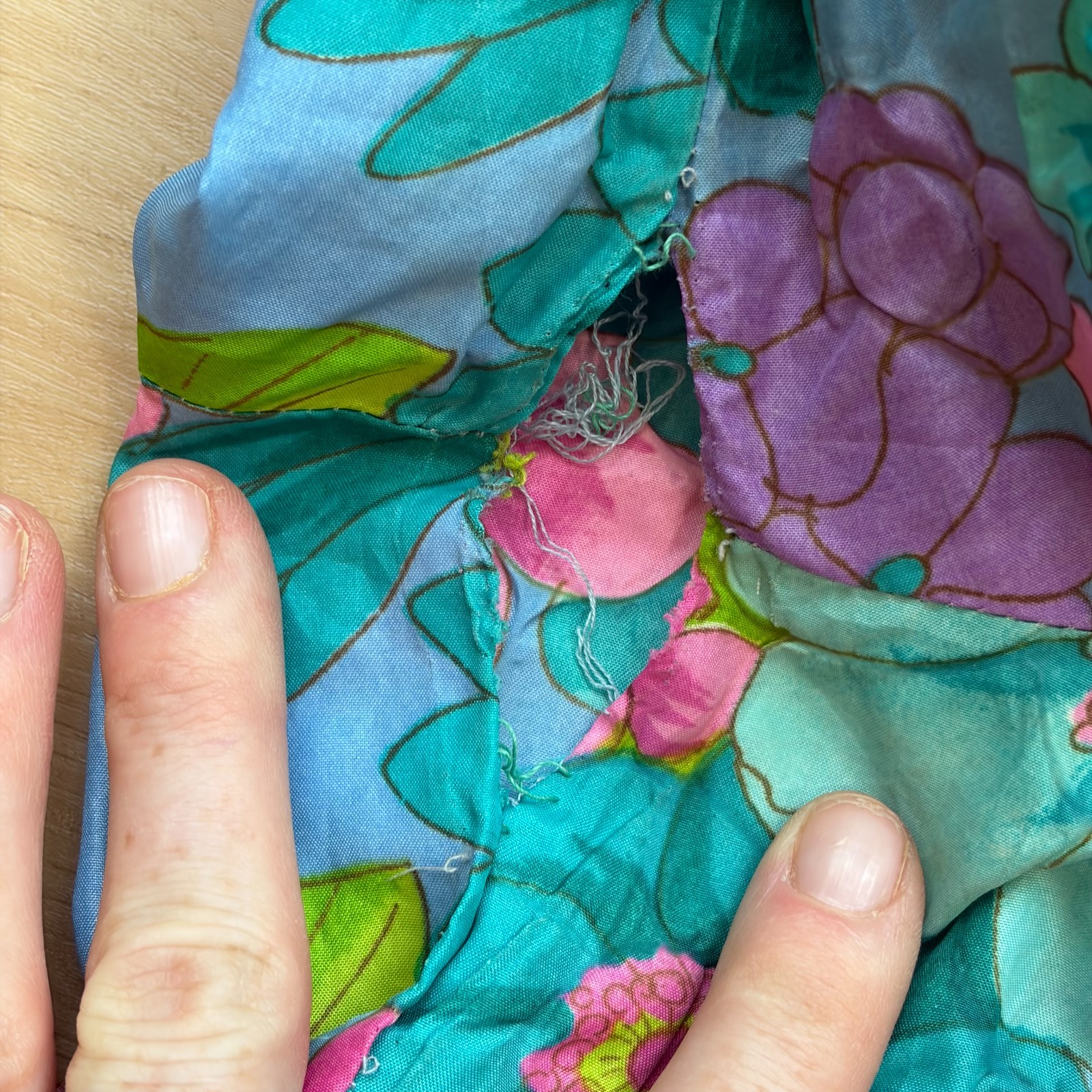 Vintage 1960s Barbara Lee Floral Psychedelic Kaftan House Dress Large (flaw)