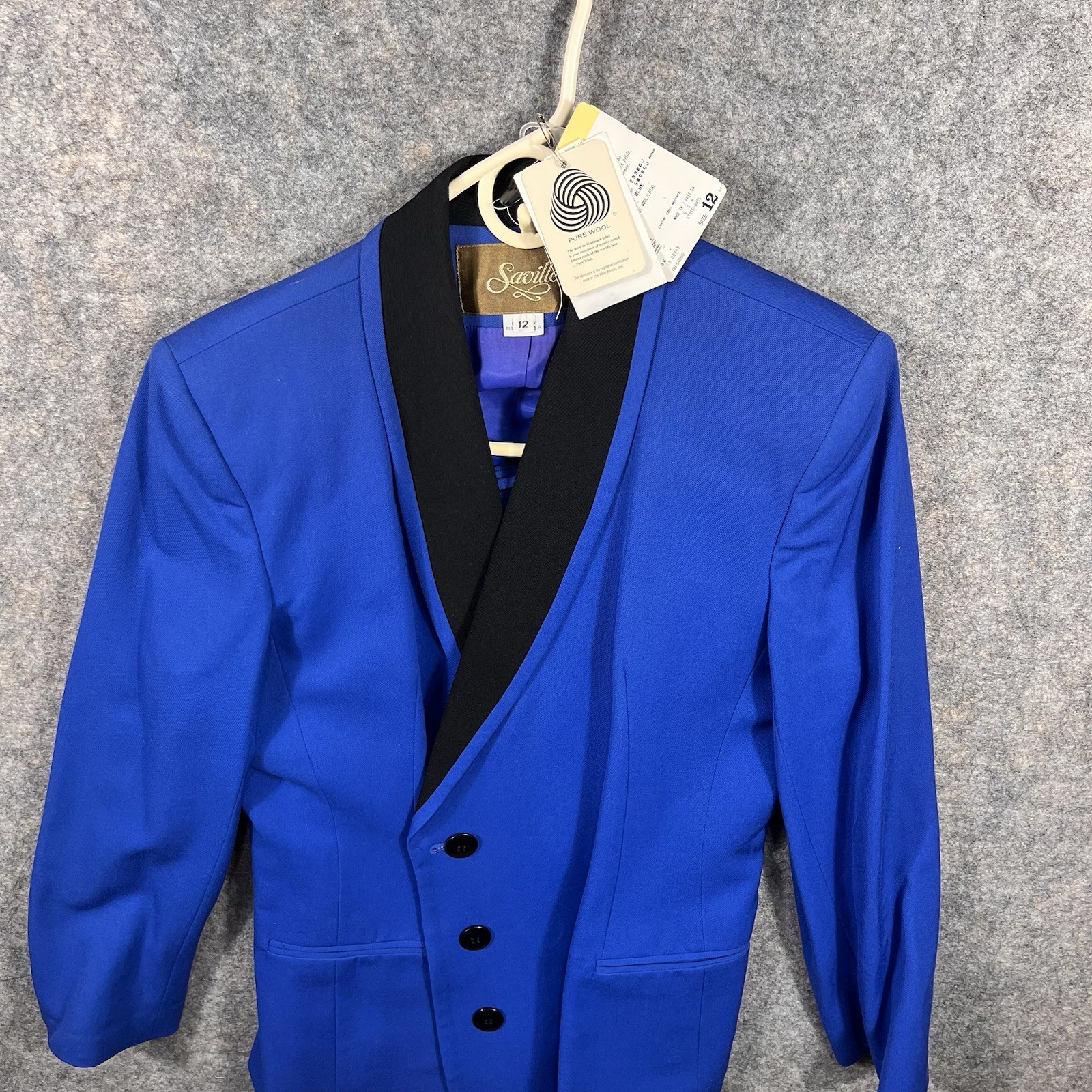 NWT Vintage Saville Suit Womens Skirt Set Blue Wool Blend 12 Double Breasted