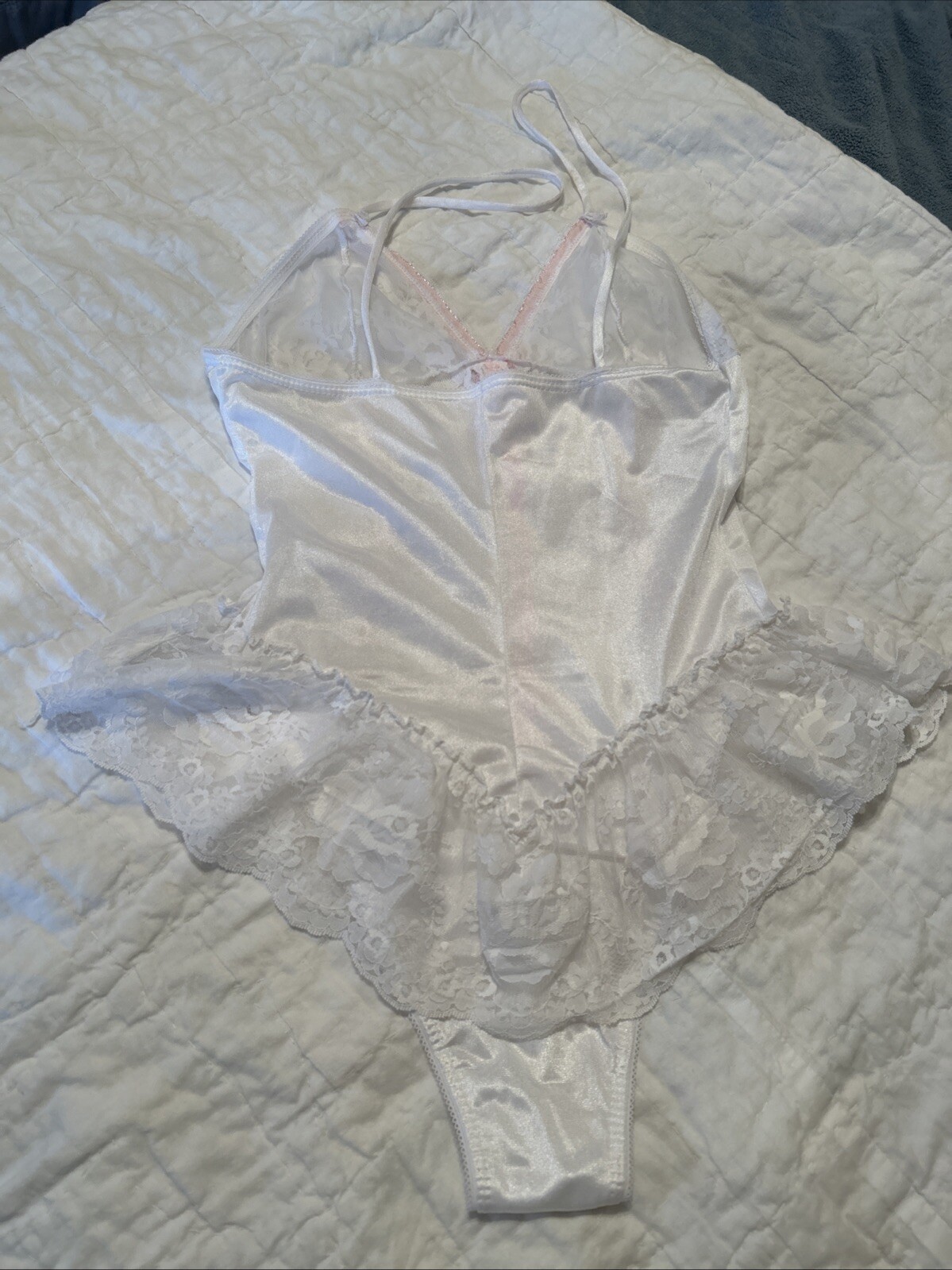 VTG Avon Fashions Women’s White Lacy Negligee Lingerie Teddy Medium USA