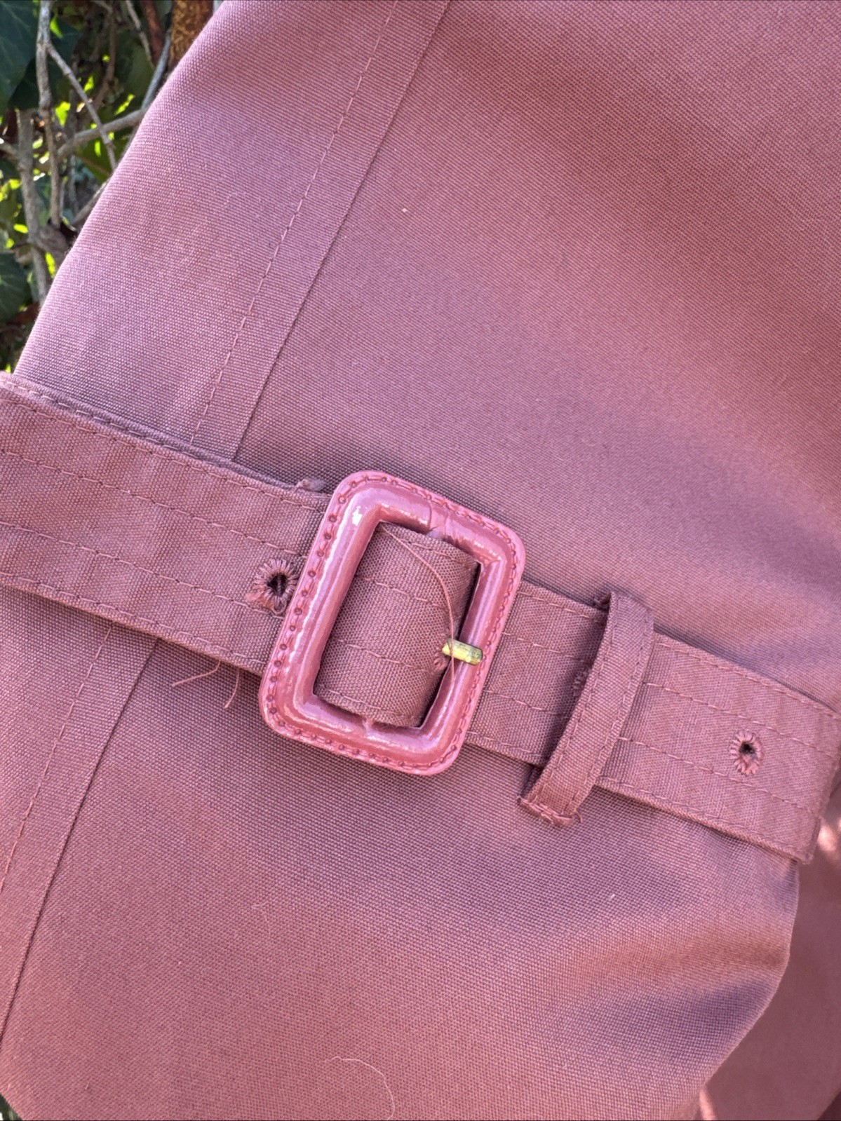 Vintage 1970s JC Penney Women’s Fitted Pink Trench Coat Dusty Rose Wool Medium