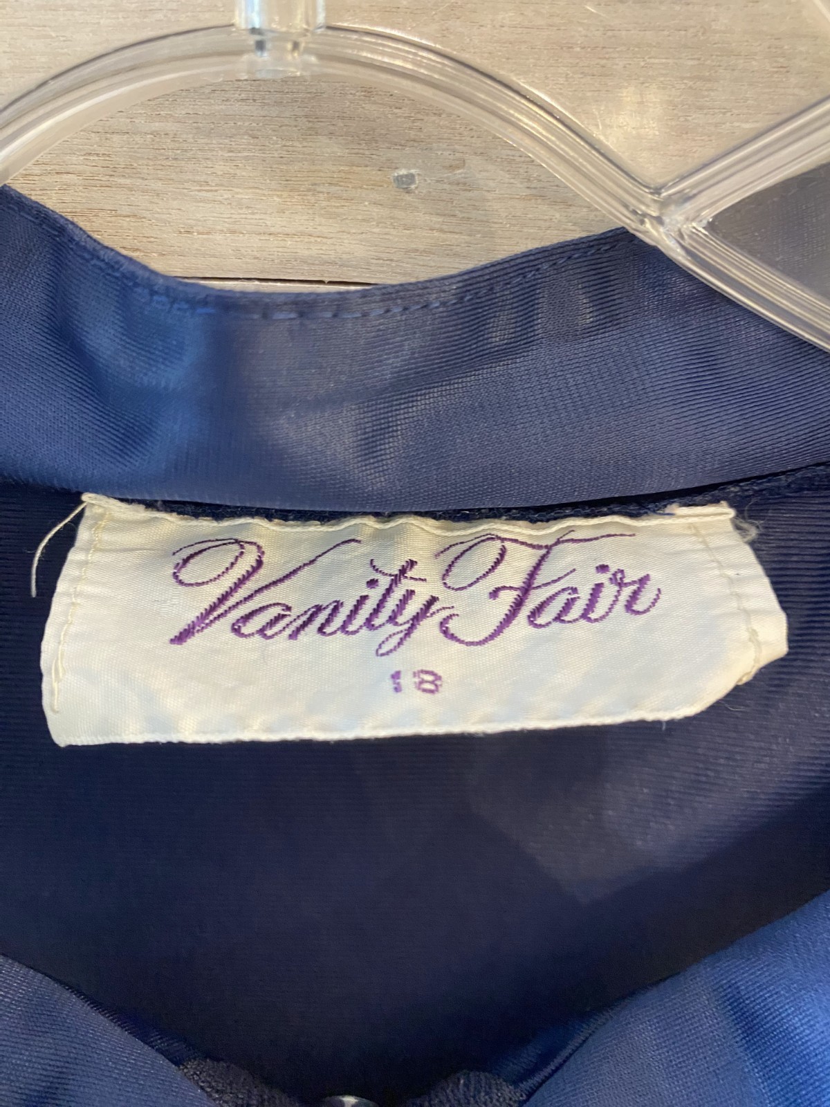 Vtg Vanity Fair Housecoat Nightgown Size 18 XL MooMoo Muumuu Navy Stripe Pocket