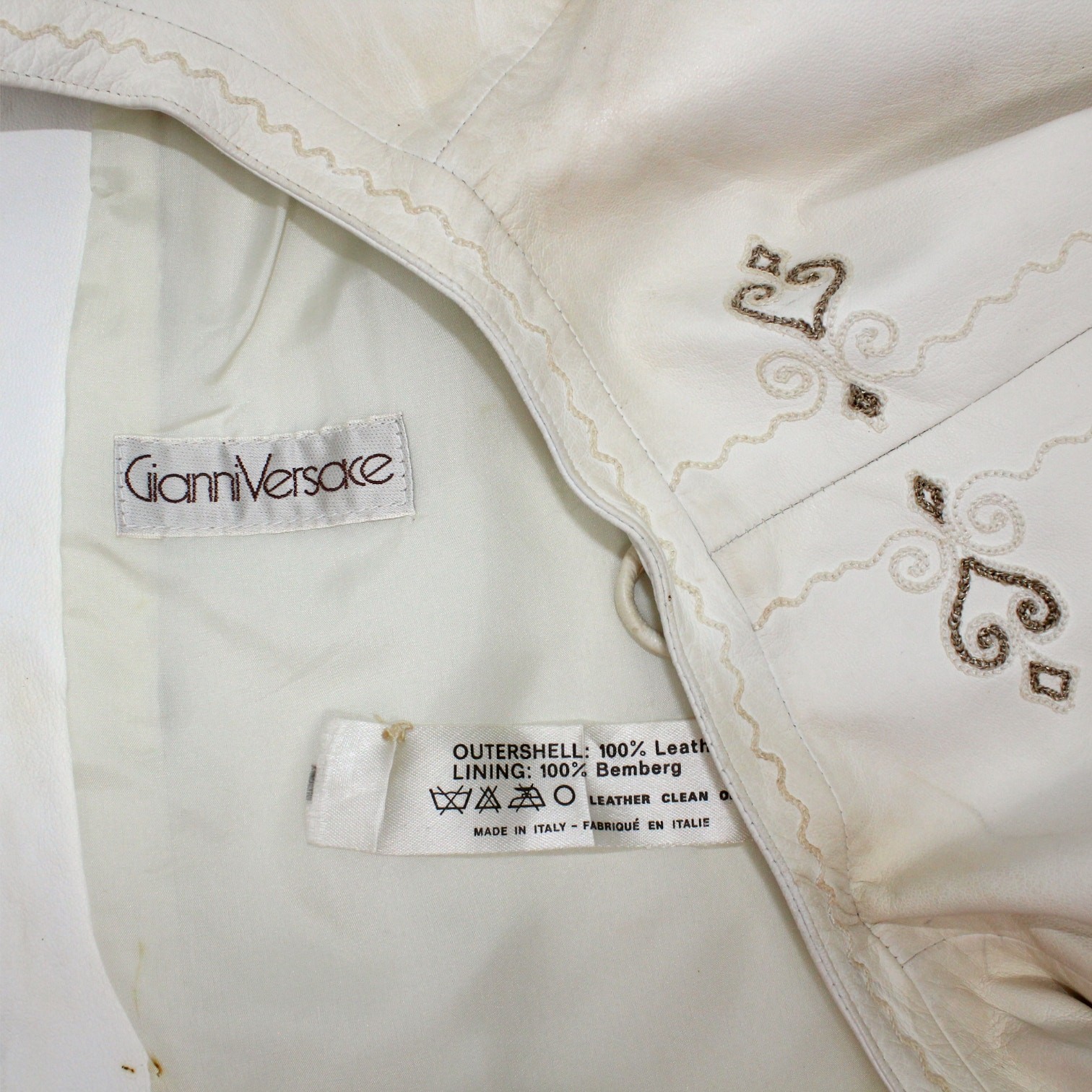 Vintage 1981 Gianni Versace Leather Vest PrimaveraEstate Calfskin Italy 40 Ivory