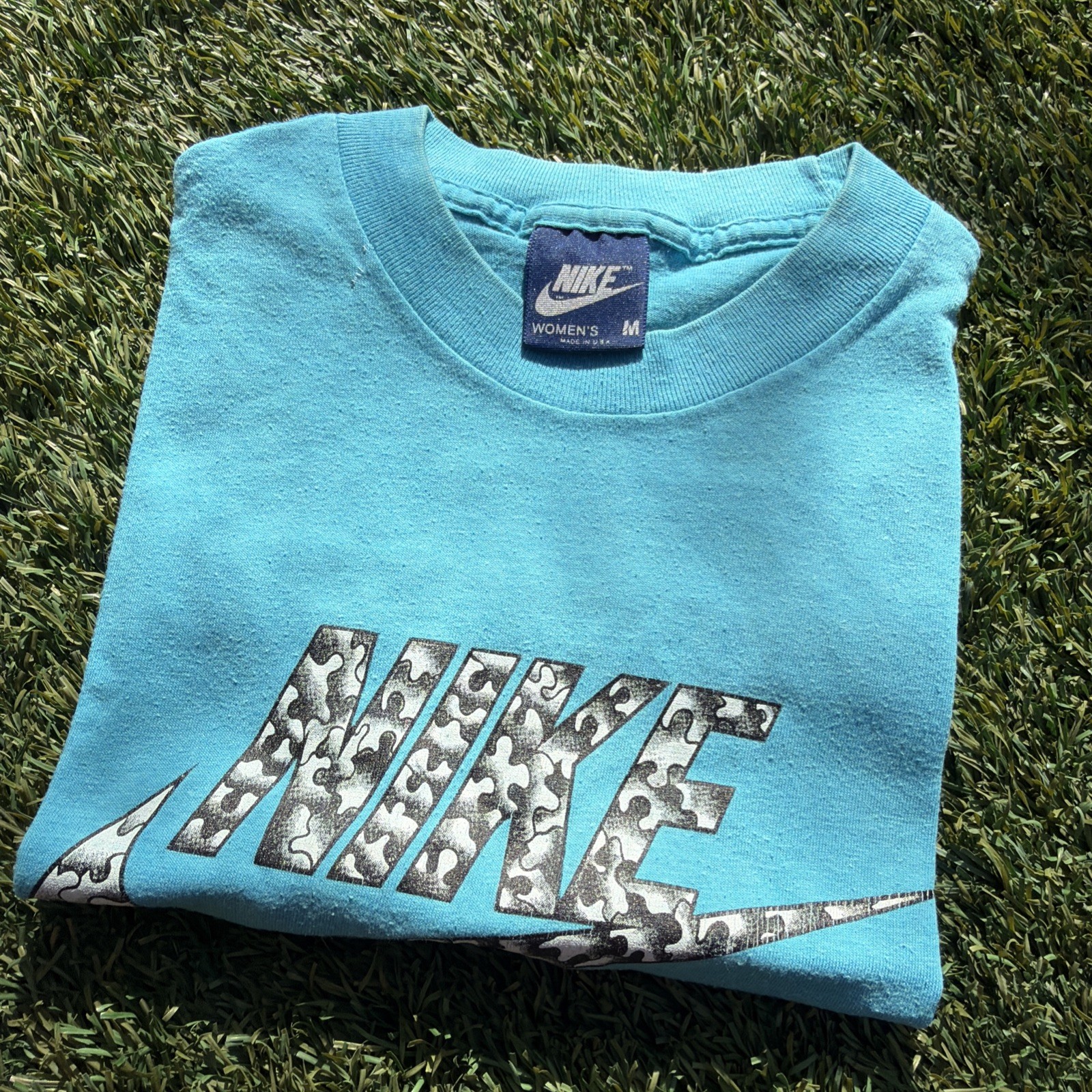 Vintage Nike 80’s Blue Tag Sleeveless Graphic Shirt Puzzle Pieces USA Medium OG.