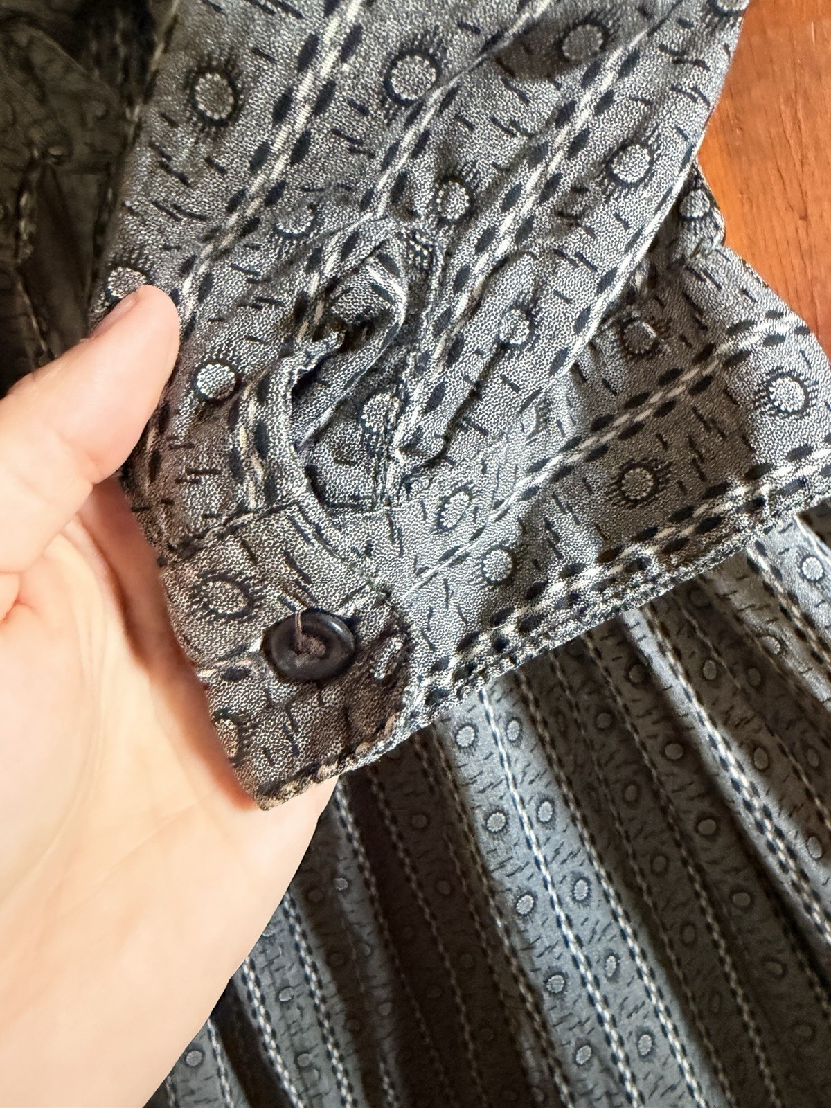 BEAUTIFUL RARE EDWARDIAN DIX’S MAKE DIX MADE GRAY CALICO DRESS W LABEL