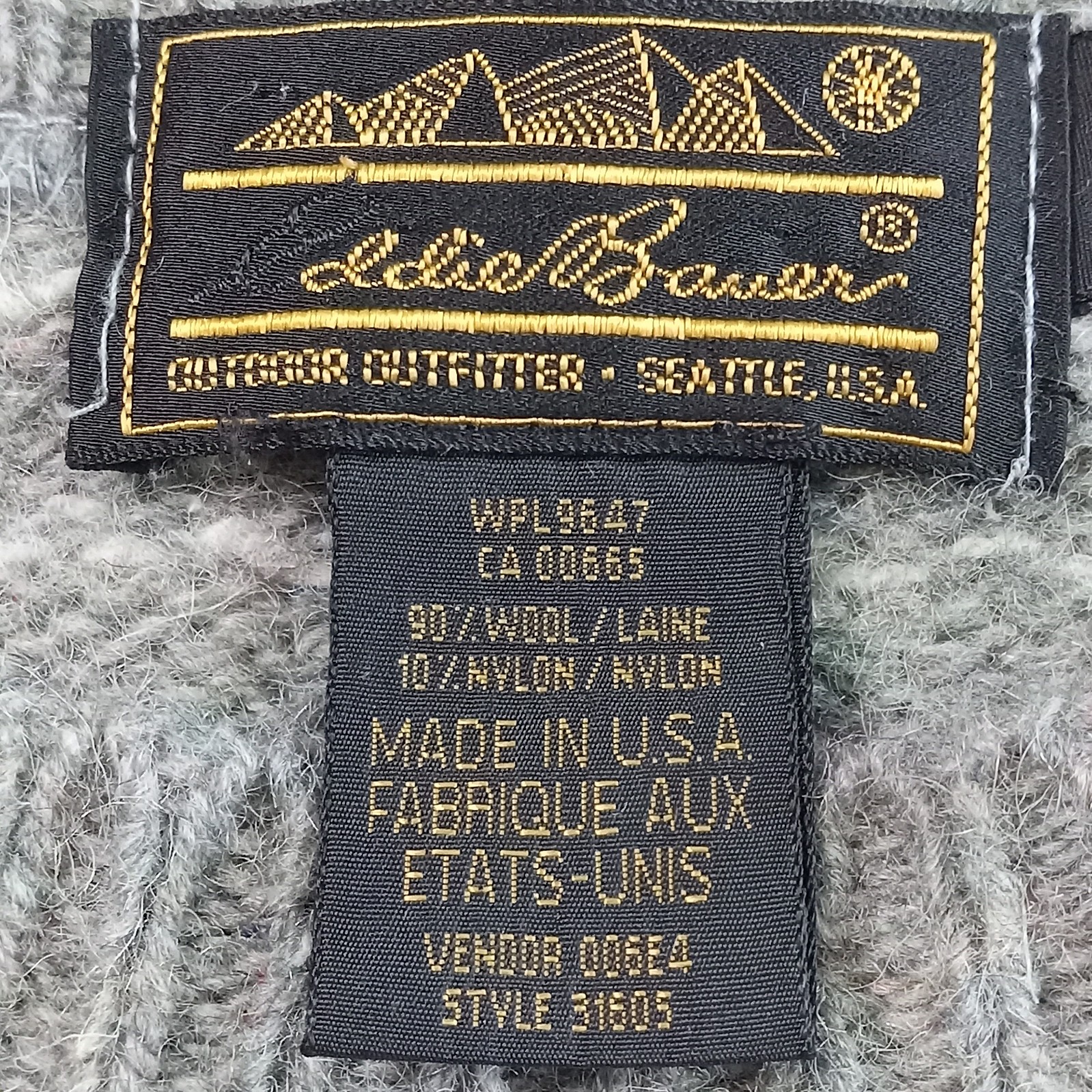 Eddie Bauer 90% Wool Blend Sweater Womens L Gray Nordic Vtg USA 90s EUC