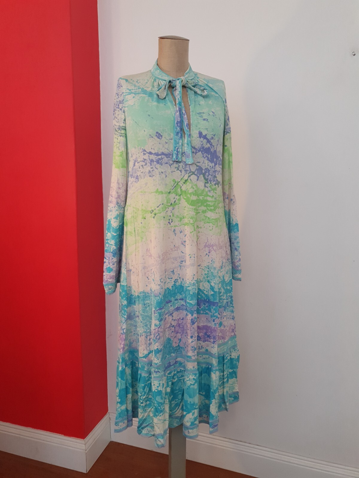 Vintage LEONARDO PARIS Jersey Mikado Silk Dress Belt S-M