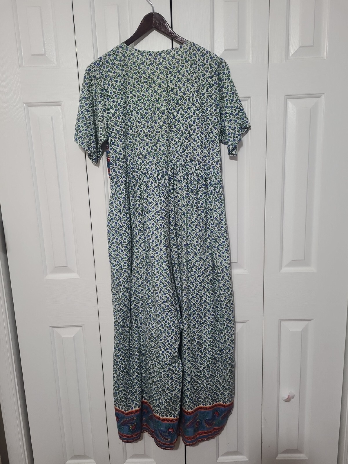 Vintage Wide Leg Jumpsuit Womens M Cottage Oversized SPRING Lagenlook Jumper