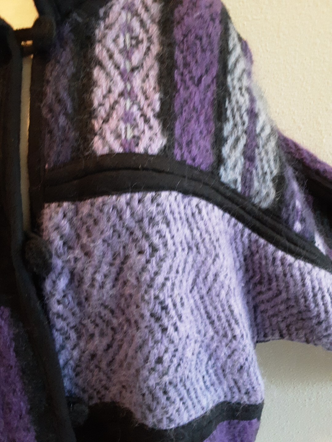 ITALIAN BOHO VTG MOHAIR COAT Color Block Purple Unstructured Sz M-L PERFECT!