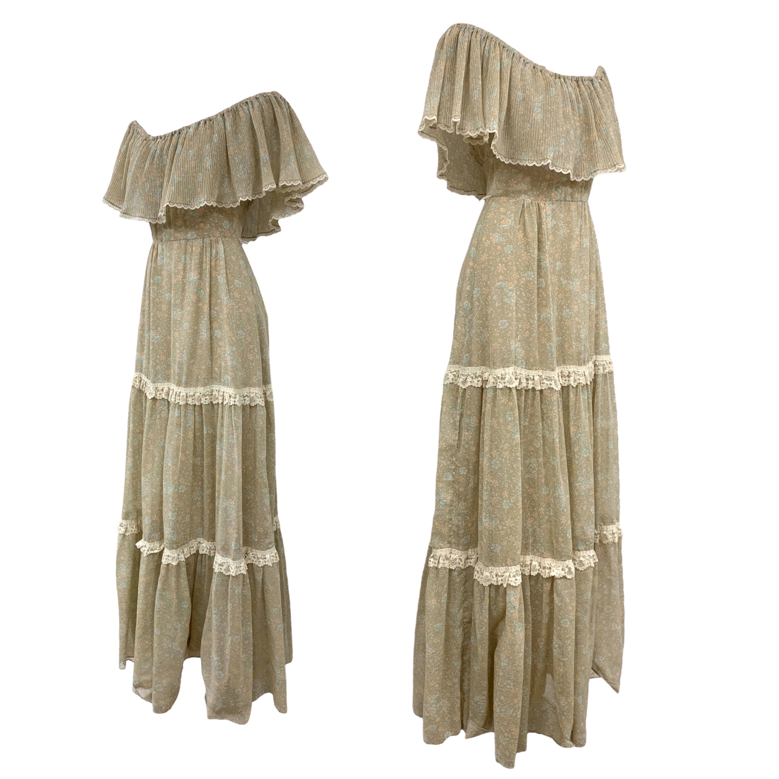 Vtg Vintage 1970s 70s Designer Candi Jones Floral Cottagecore Cottage Maxi Dress