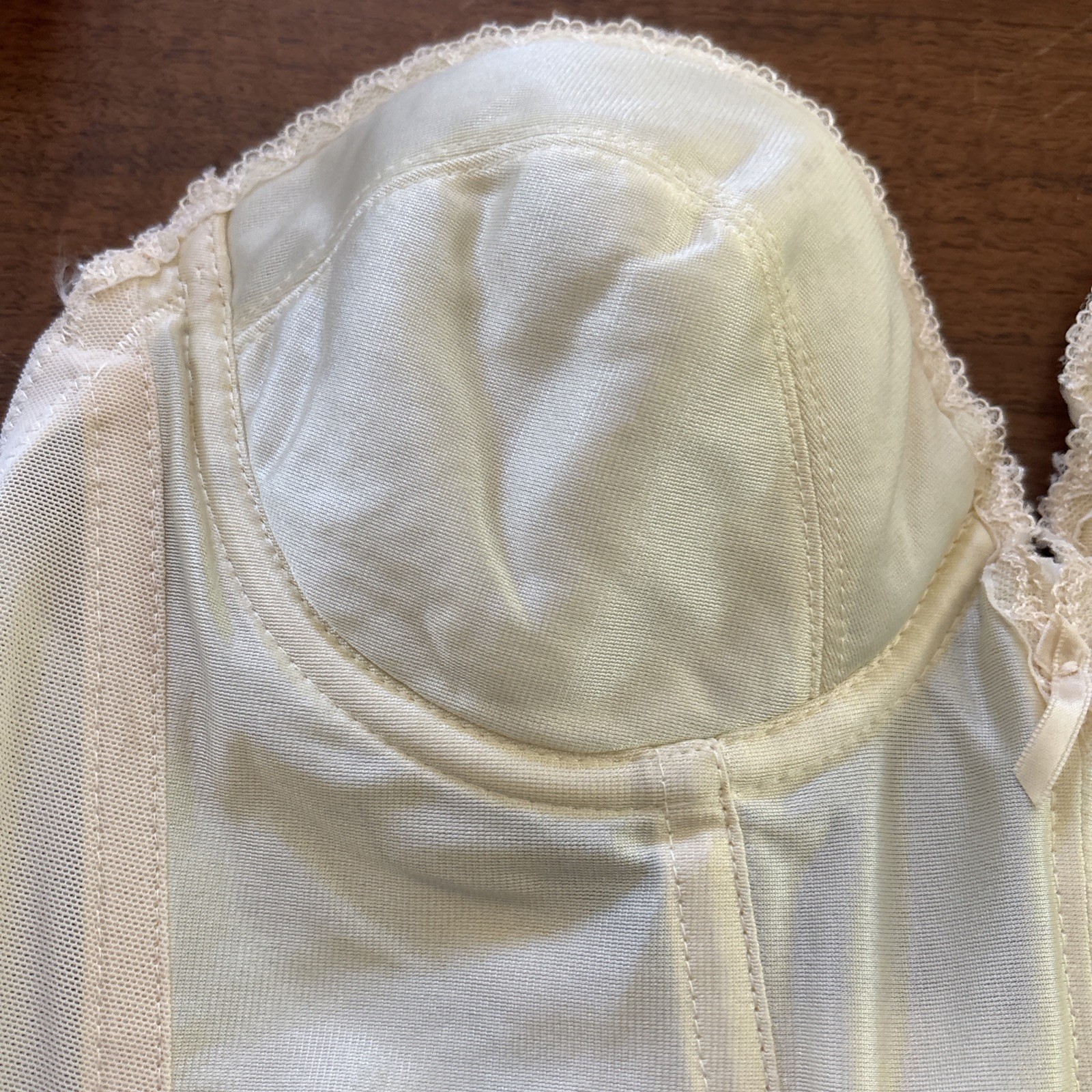VTG 90s Backless by Smoothie Champagne Lace Long Line Bustier Bra 36B NWT NOS