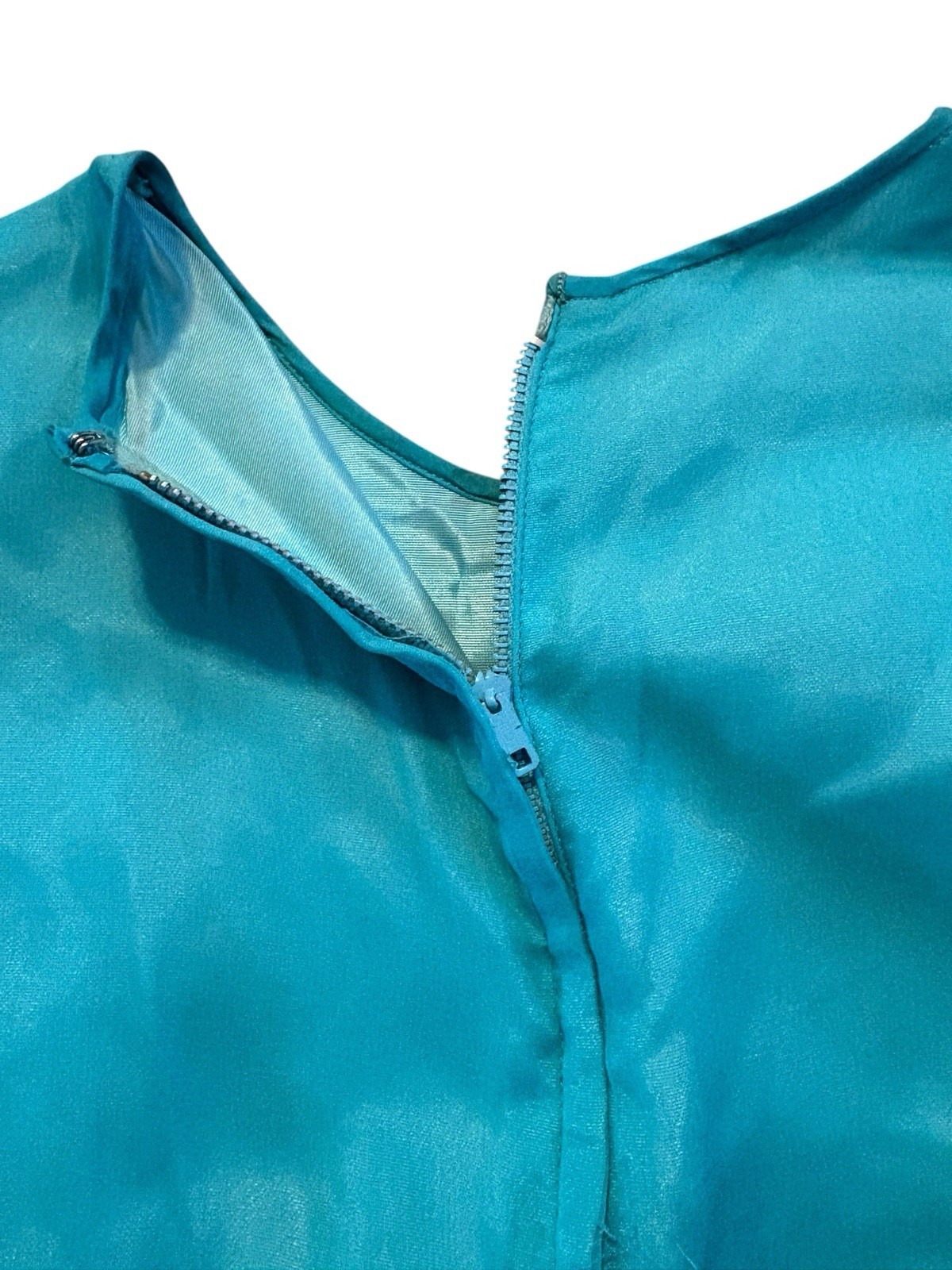 Vtg 60s Wiggle Dress Bow Cocktail Party Wedding Elegant Turquoise Gold Small