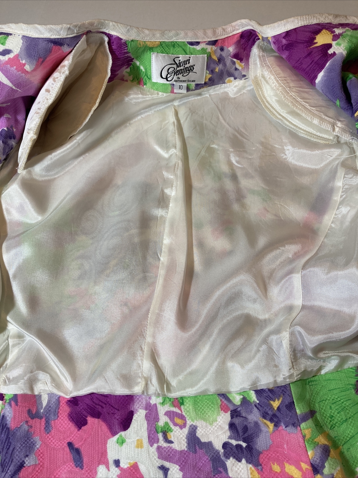 Gorgeous VTG Anthony Sicari Jacket/Top Evenings Floral Clear Buttons SZ 10 80-90