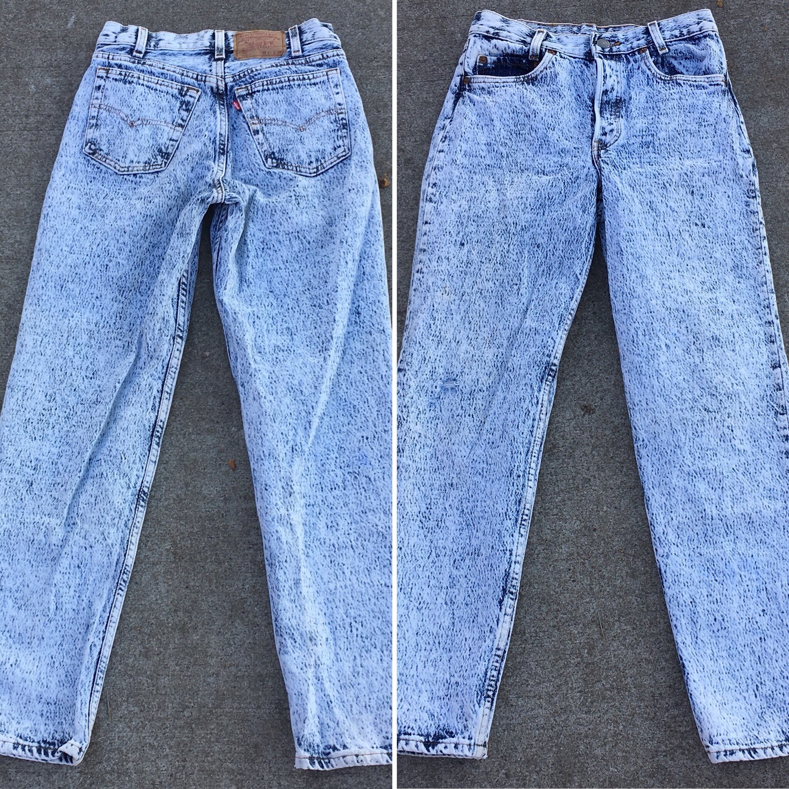 Vintage Levi’s Button Fly 701 Student Jeans Acid Wash W 27 L 28 USA 80s 90s