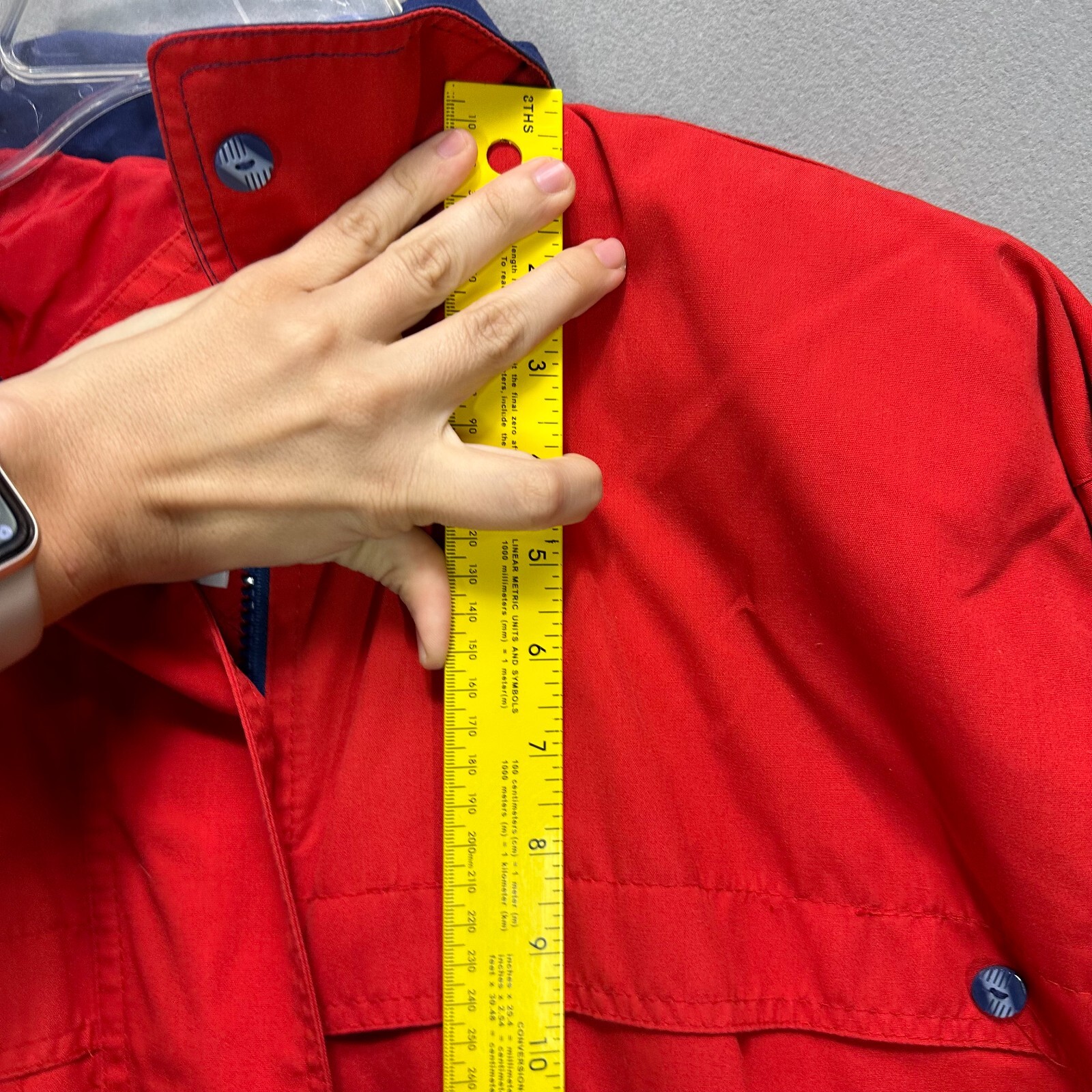 Sergio Valente Vintage 80s jacket Bomber Red Blue Zip Button Size Small Adult