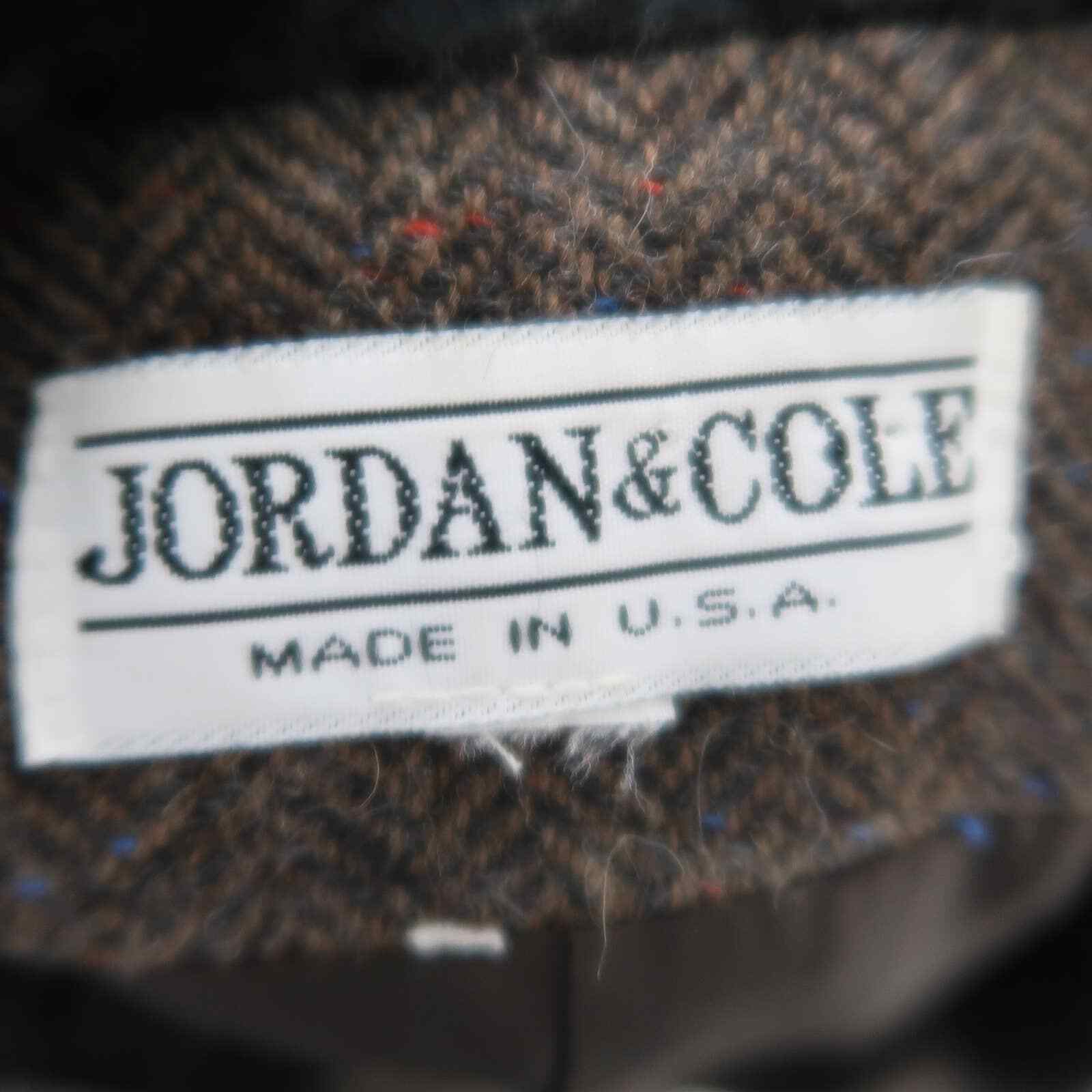 Vintage 90s Jordan & Cole brown and black herringbone wool blazer jacket L