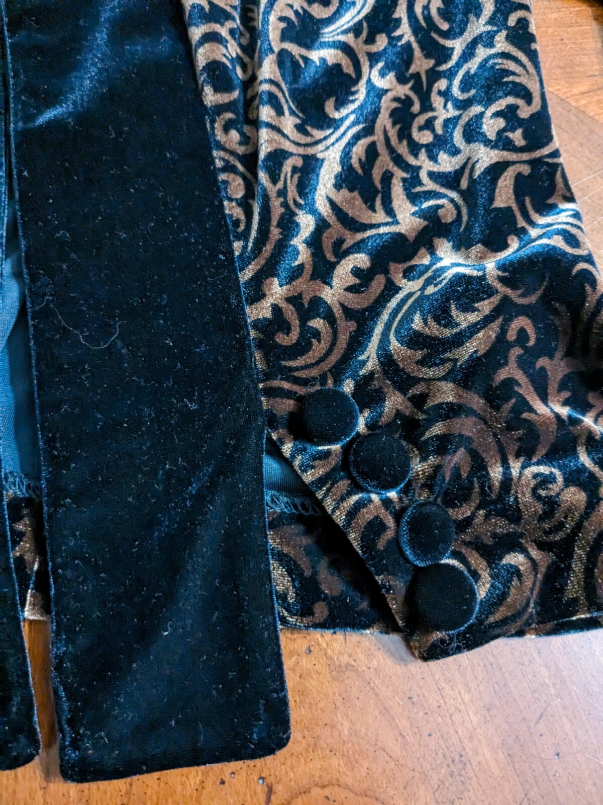 Vintage Althuser Ladies Velour Bolero Jacket, Black with Gold, Size 6