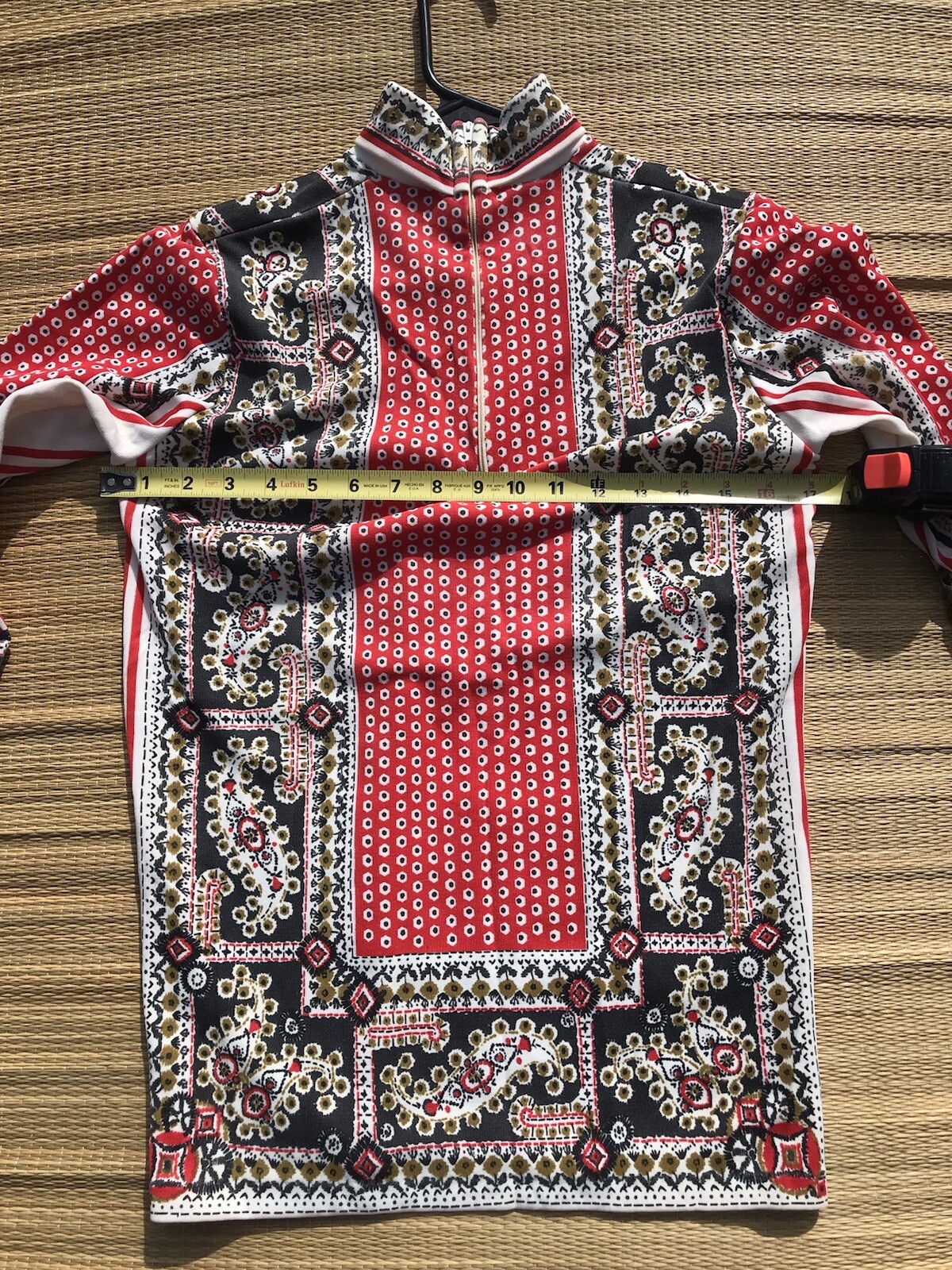 Vtg 60s 70s Aileen Mod Red Black Paisley Tunic Blouse Hippy Top M Boho Shirt