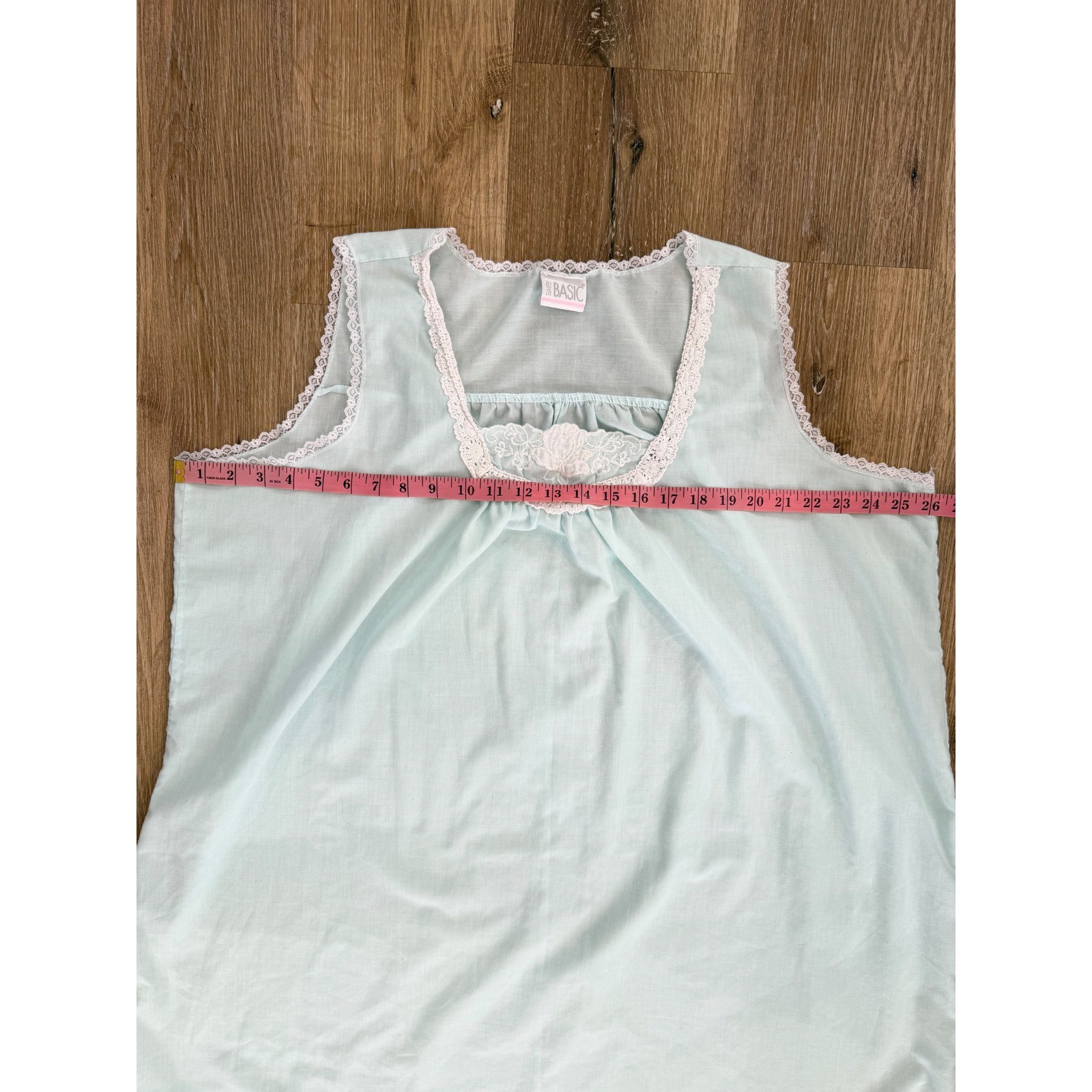 Simply Basic Coastal Nightgown Women XL Aqua Lace Trim Sleeveless Vintage