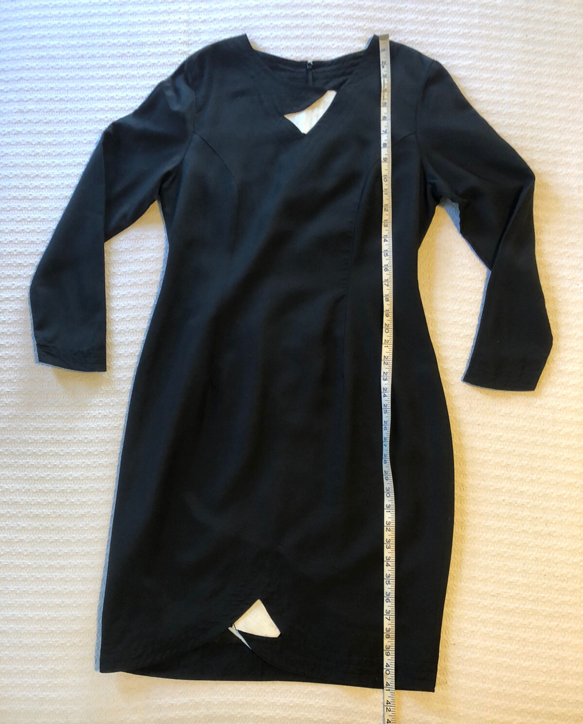 Vintage 1990s Minimalist Avant Garde Cut Outs Classic Sheath Dress Art Gallery L
