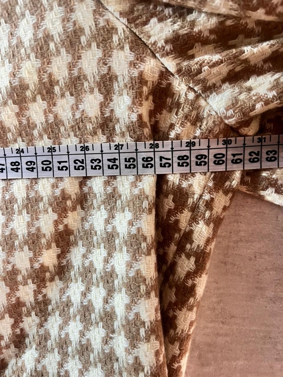 Vintage Tan Jay Women’s Brown and Beige Houndstooth Tweed Blazer size UK 18
