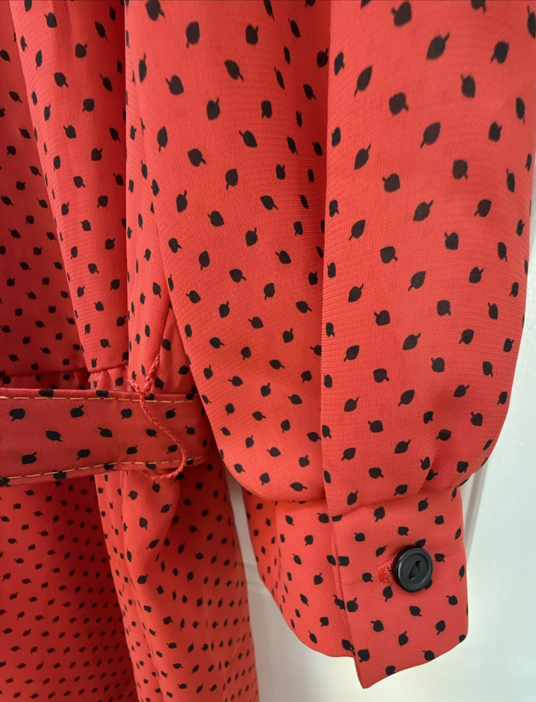 Amy-Deb Women’s Dress 14 Red Black Polka Dot White Collar Button Belt VTG Retro