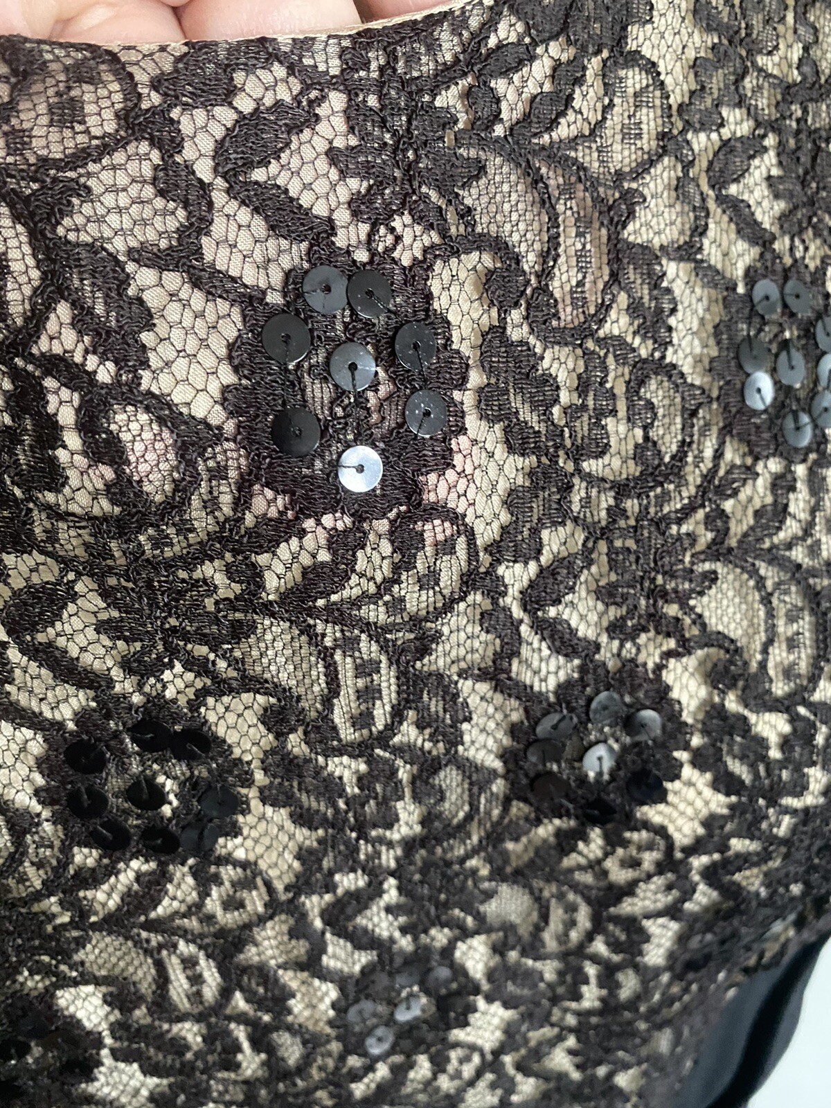 Vintage A Grace Adams Original Dress Lace Union Label Black SS Faux Wrap Med/LG