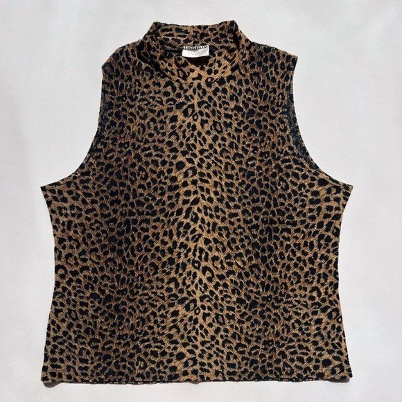 La Senze Lingerie Leopard Print Cheetah Semi-Sheer Turtleneck Tank