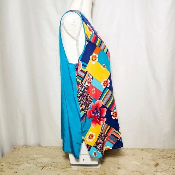 Vintage Koos of Course! 2-Piece Womens Turquoise Cardigan & Silk Shell Top L