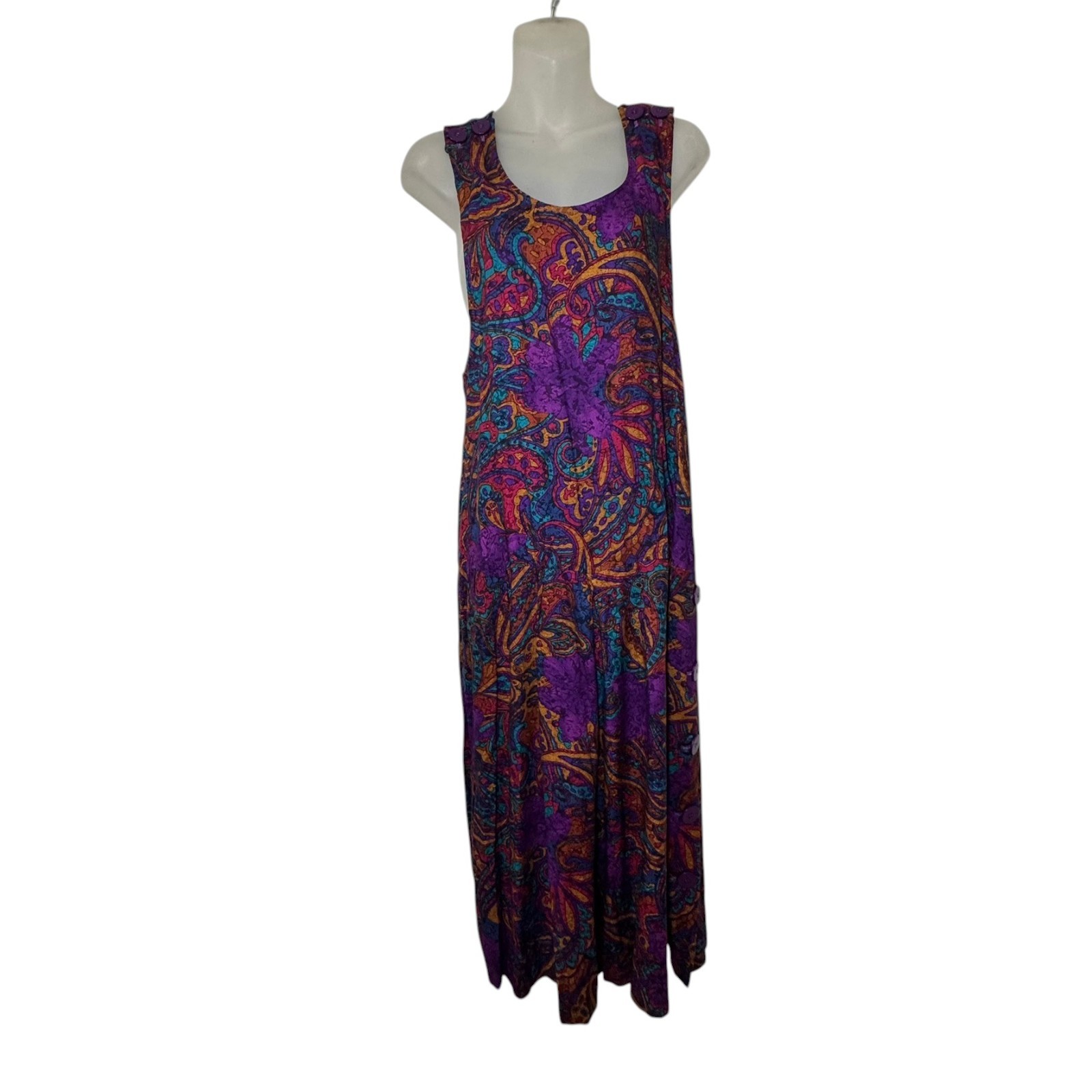 Vintage R.J. Stevens Palazzo Jumper Paisley Wide Leg Boho Cross back Sz 6