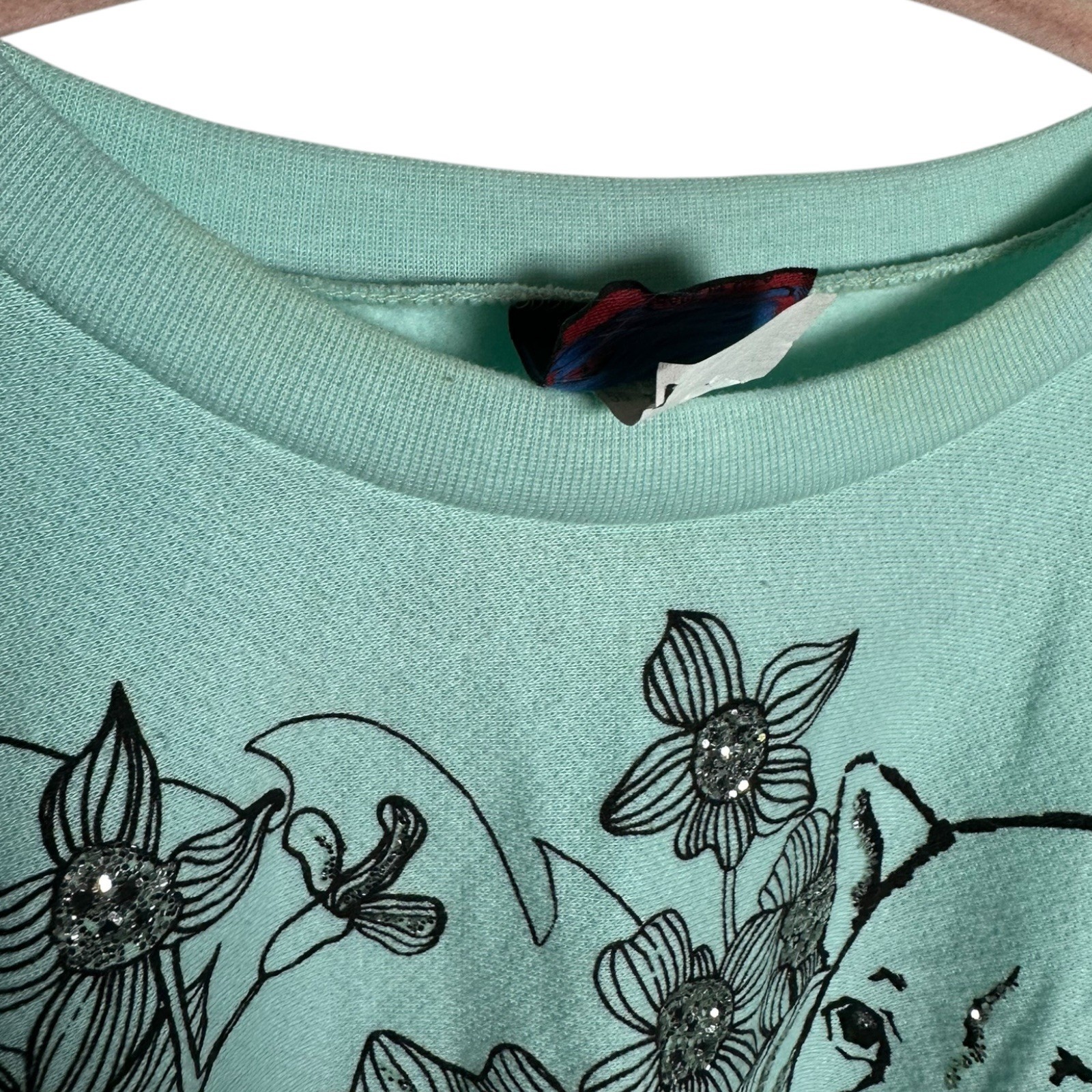 Electric Knit Co. Animal Blue Glitter Leopard Sweatshirt Medium 80s 90s Vintage