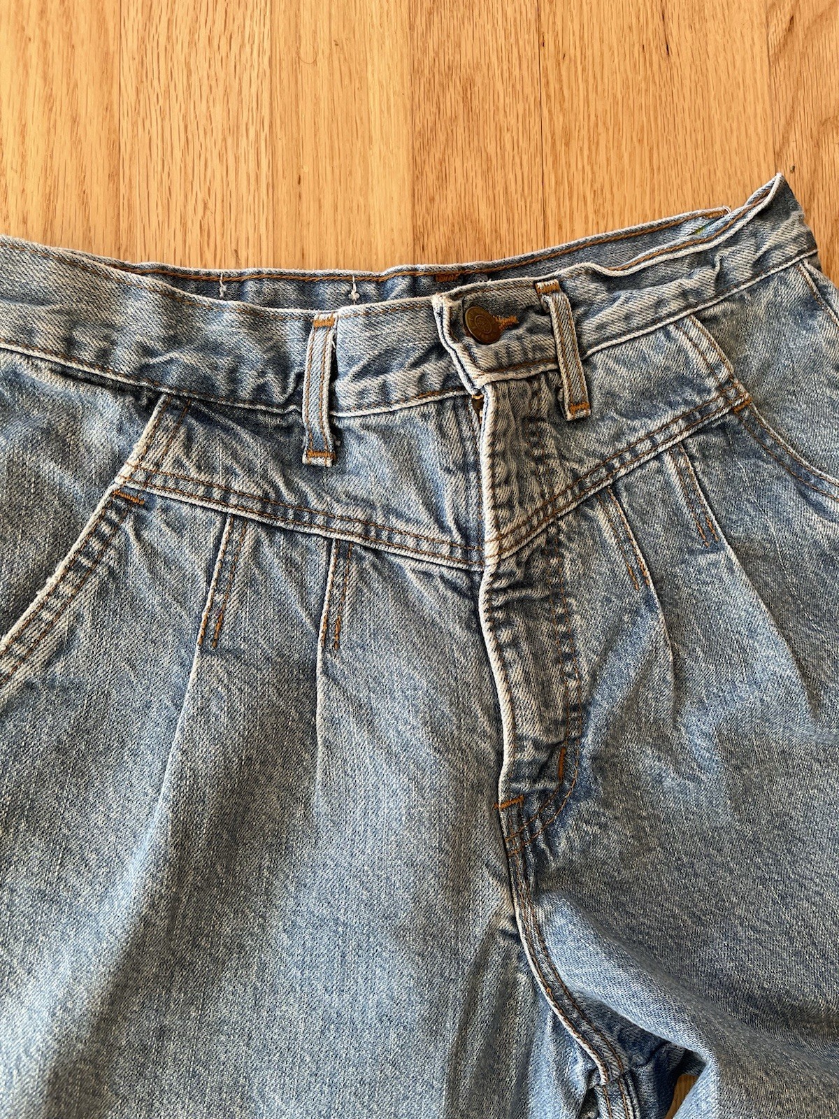 Vintage 80s Sunset Blues Wash High-Rise Pleated Mom Jeans Women’s Size 12