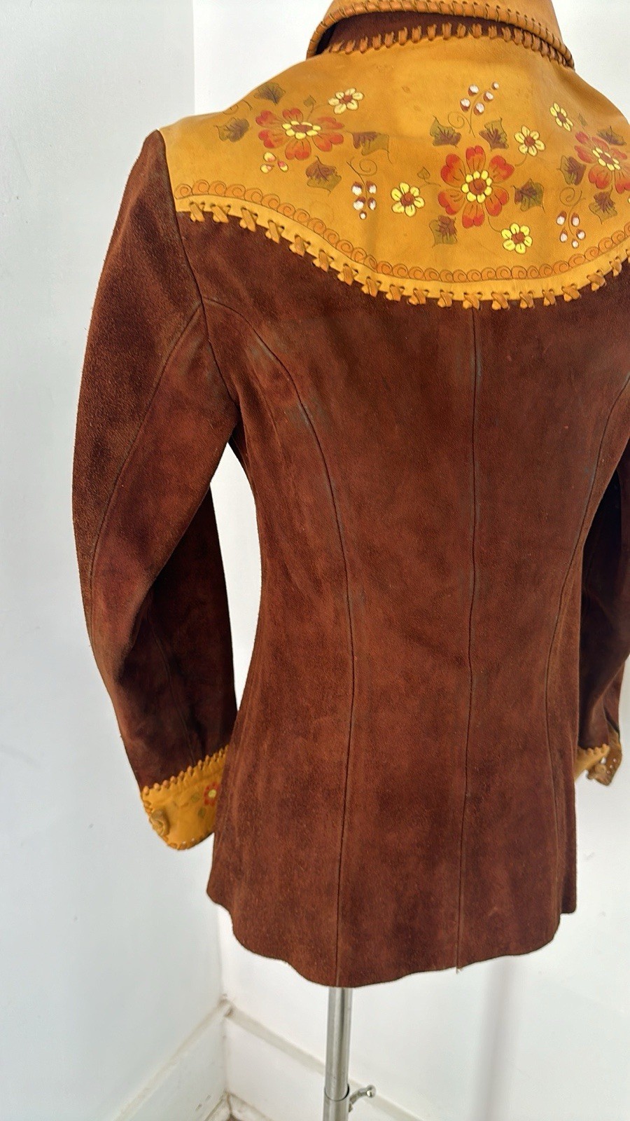 Vintage 70s CHAR Handpainted Hippy Genuine Suede Jacket