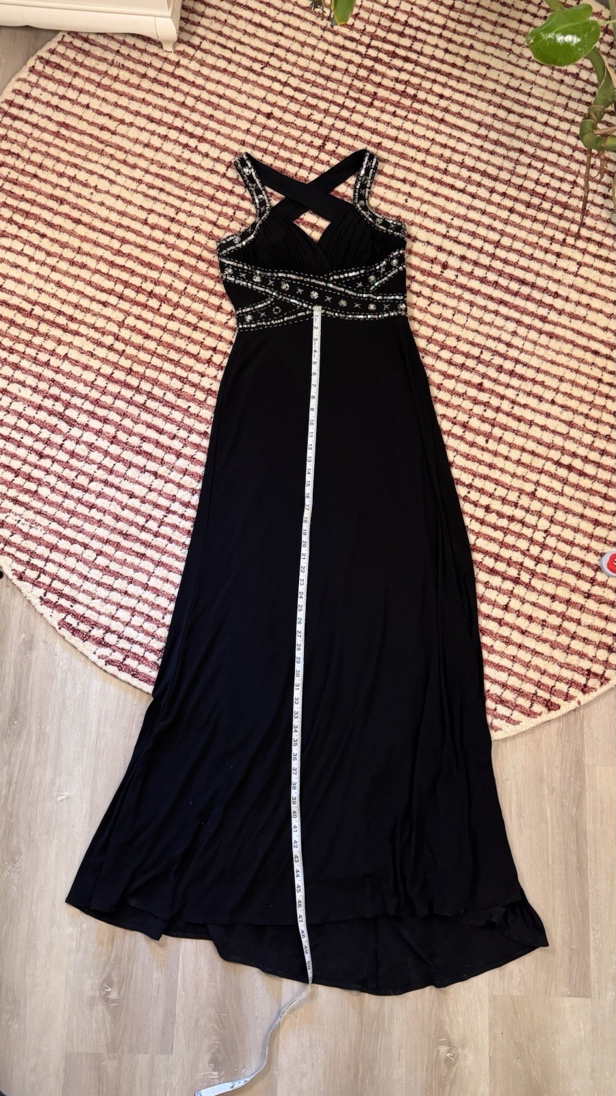 Stunning 90s Vintage Black and Silver Beaded Floor Length Gown