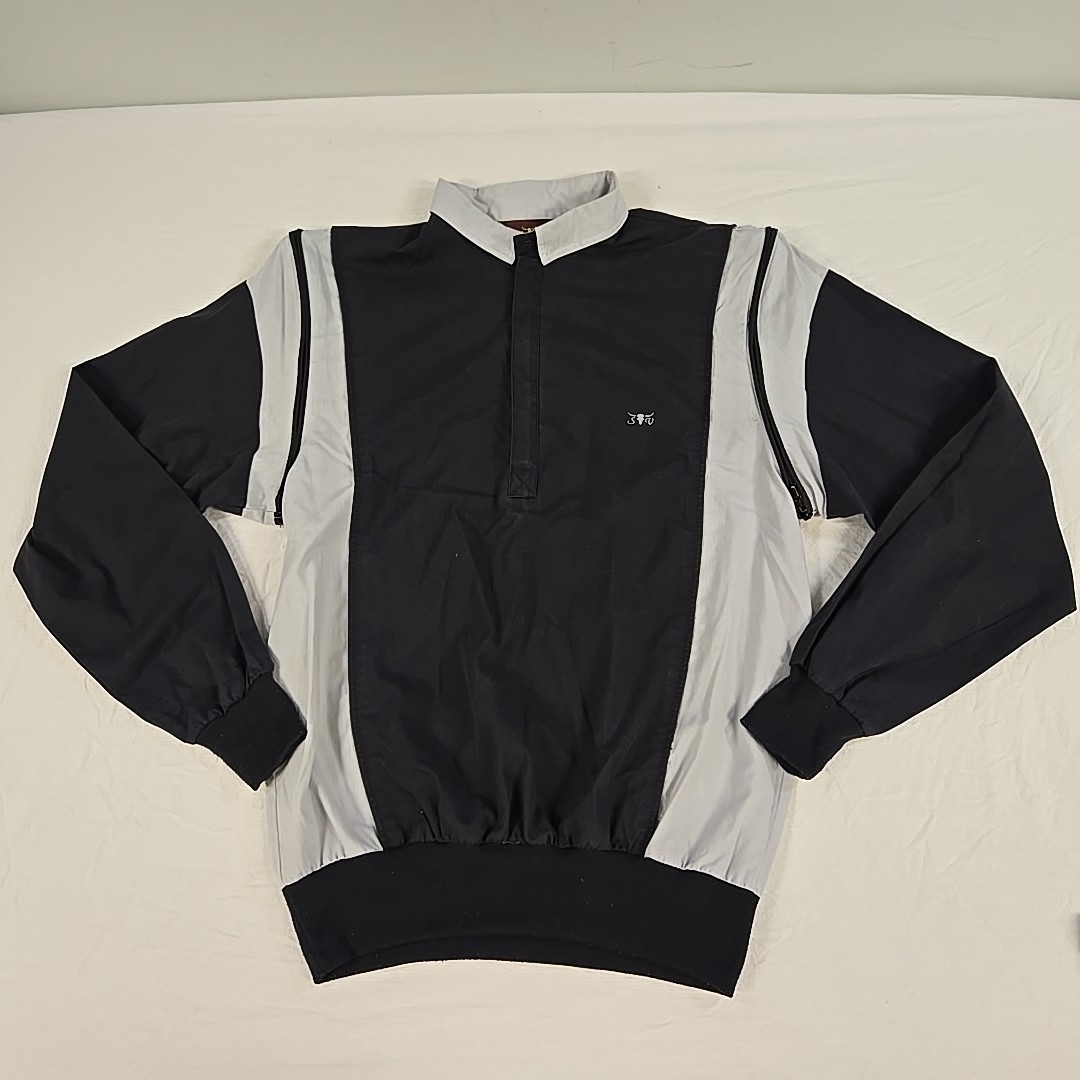 Vintage Sergio Valente 80’s Zipper Sleeve Shirt Size Medium Black Gray