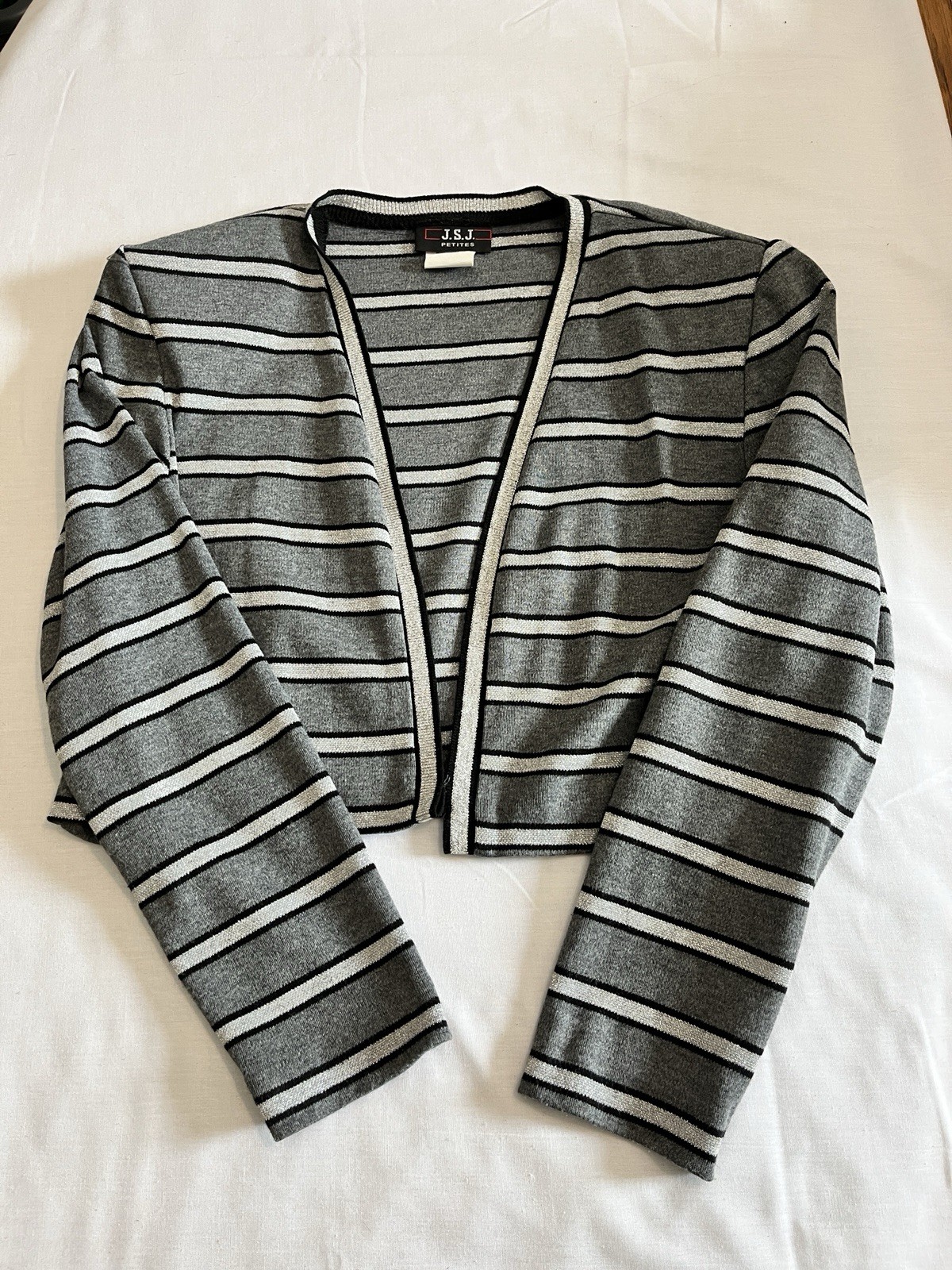 Vtg JSJ Petites Jumpsuit Sz 12P Metallic Bodice Wide Leg Trouser With Jacket 80s