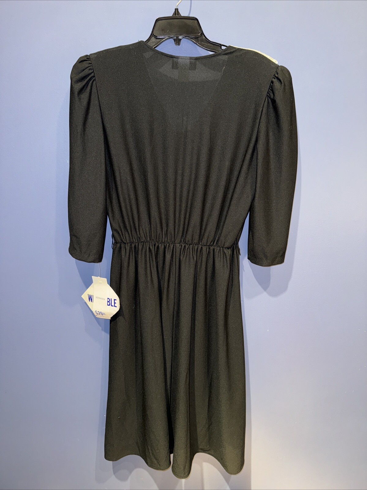 Womens 16 Black Secrtary Dress, Lace Collar, 1960’s Tabby Of California